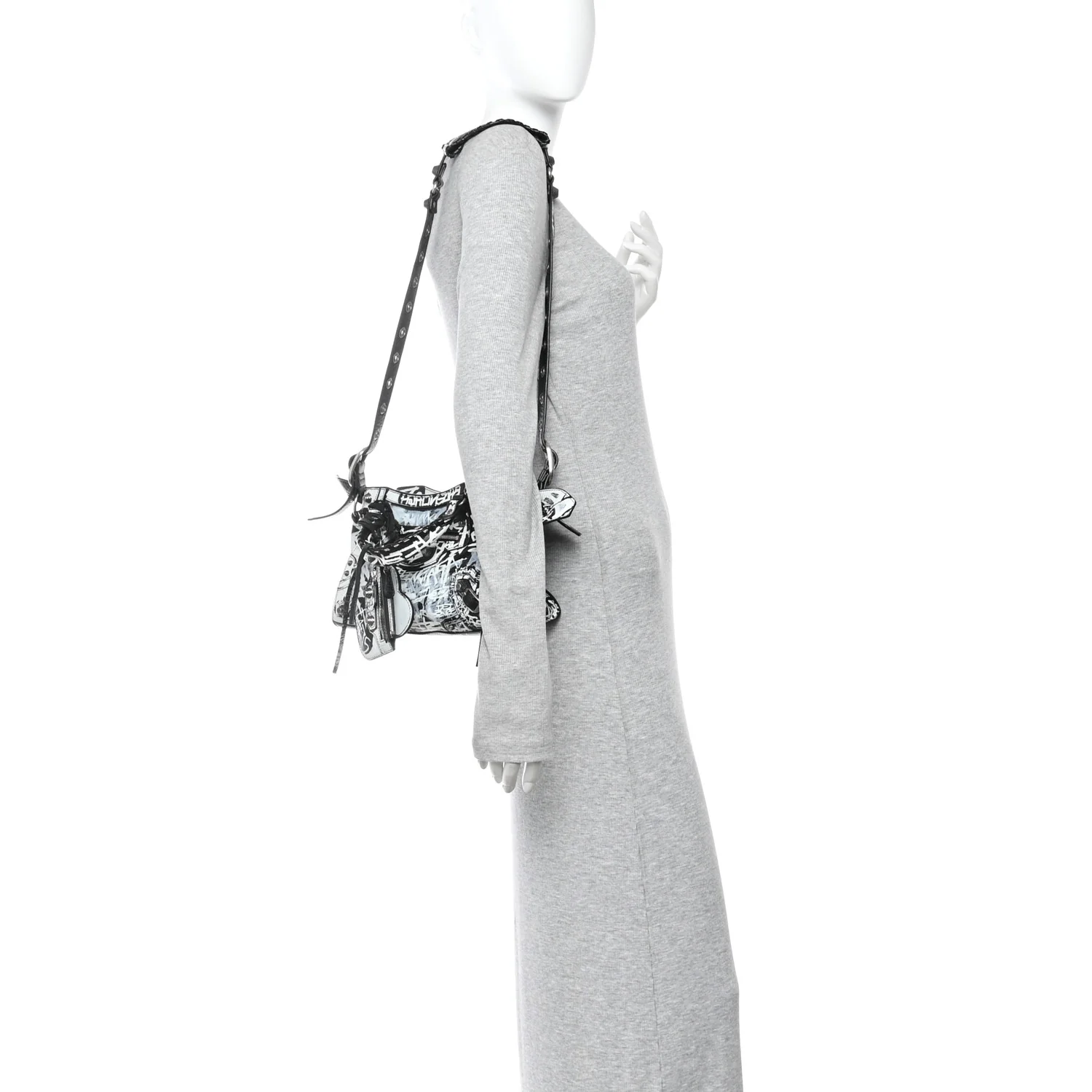 Agneau Arena Graffiti Neo Cagole Handbag XS Black White
