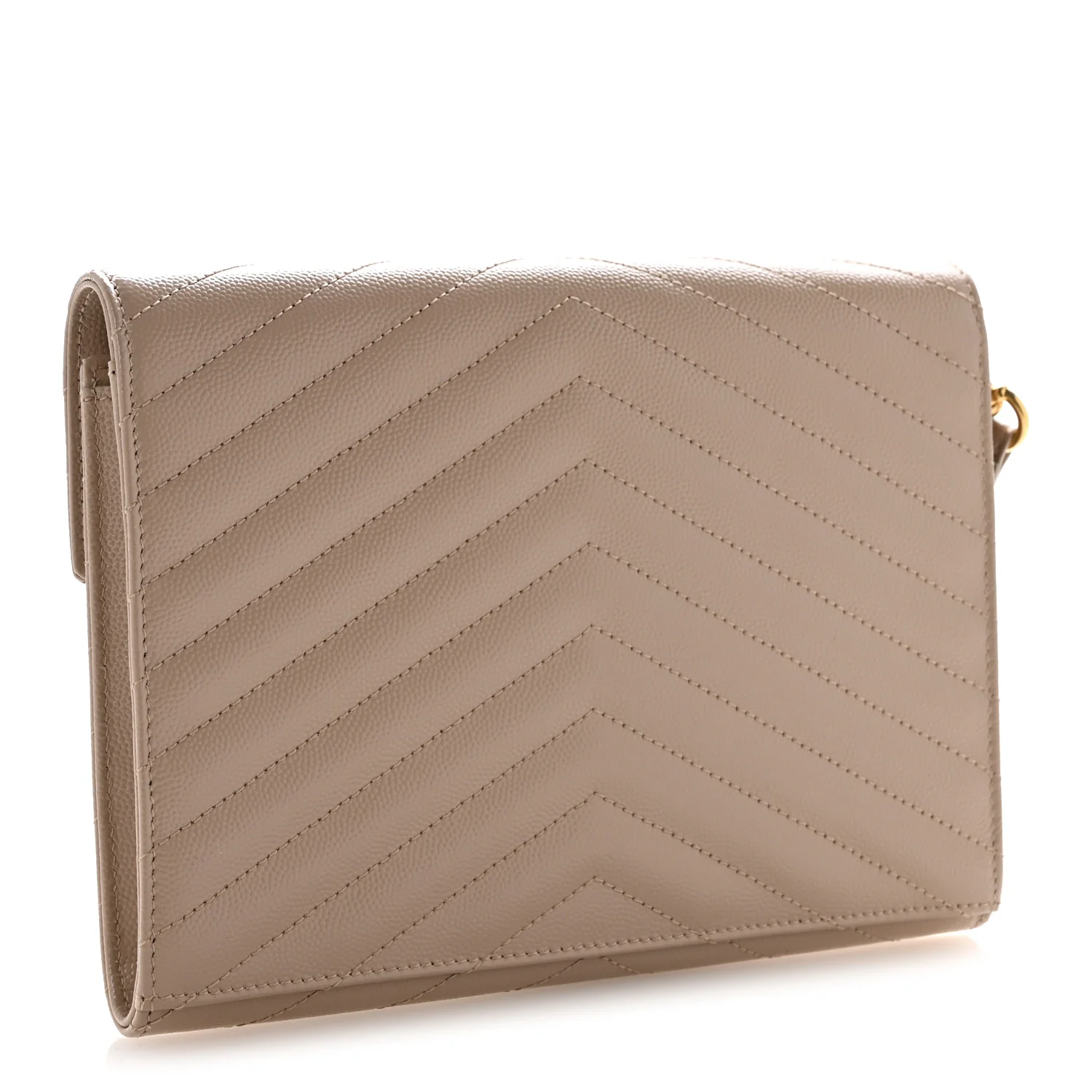 Grain De Poudre Matelasse Chevron Monogram Envelope Clutch Dark Beige