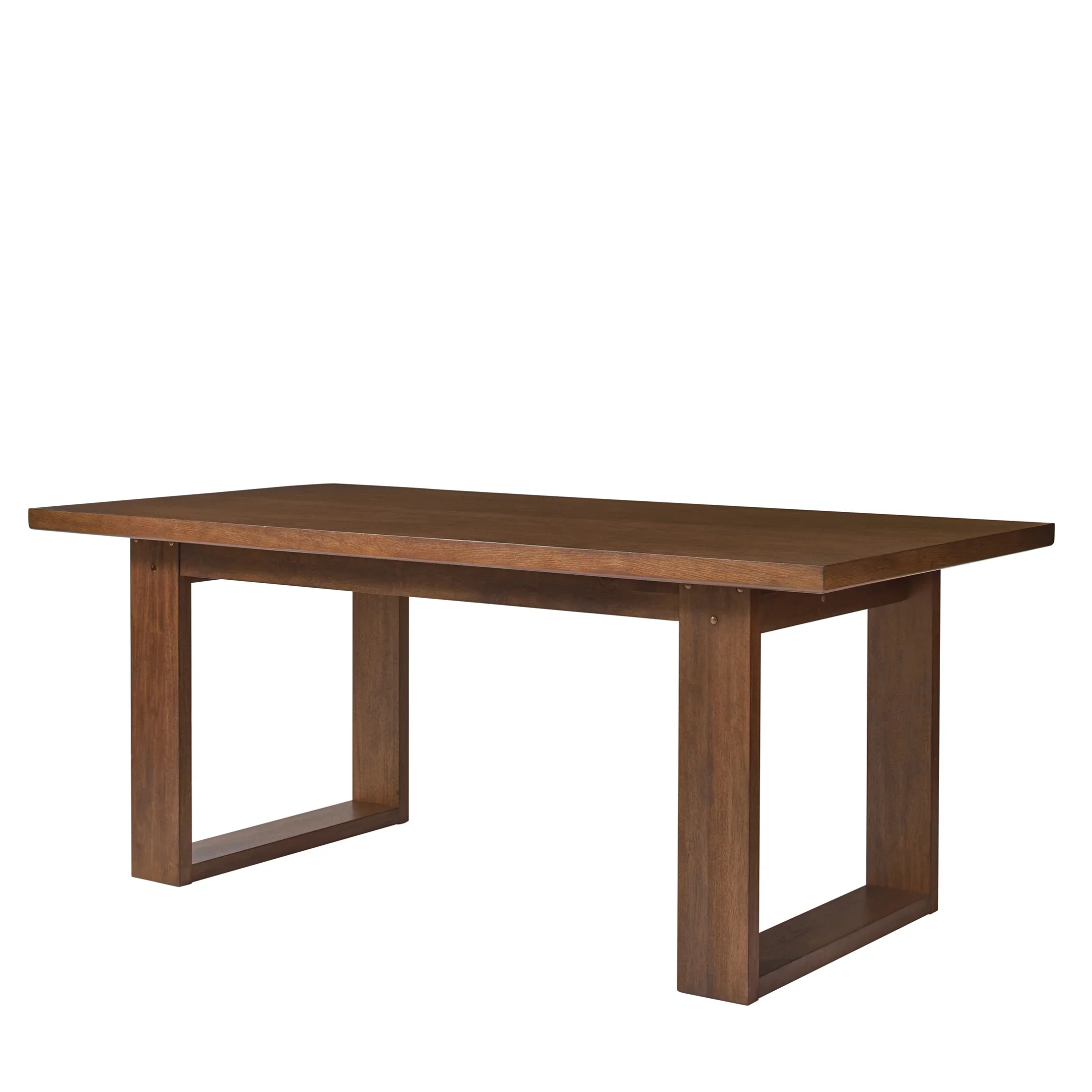 Better Homes & Gardens Ezra Collection Rectangular Double Pedestal Dining Table, 70 in, Walnut
