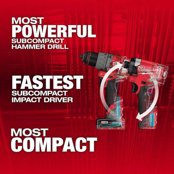 M12 FUEL 12 Volt Li Ion Brushless Cordless Hammer Drill/Impact Driver/Impact Wrench/Ratchet Combo Kit (5 Tool) Image 2