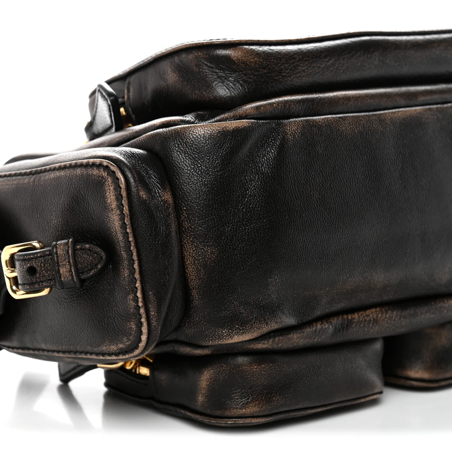 Distressed Nappa Pocket Bag Sand Coffee