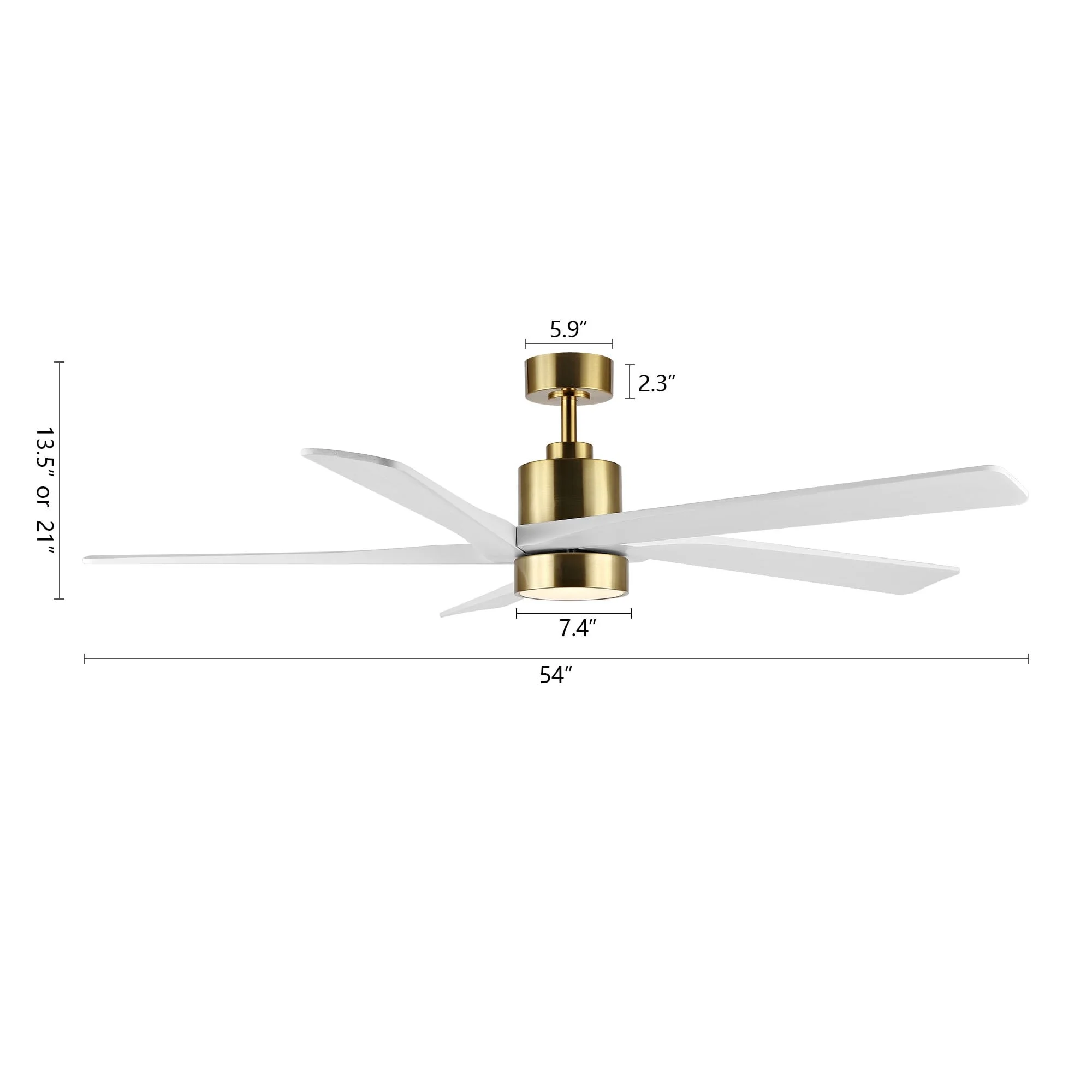 54 DC Ceiling Fan with Lights and Remote Control, 5 Reversible Carved Wood Blades Brass/Black(Brass/Black) - Image 9