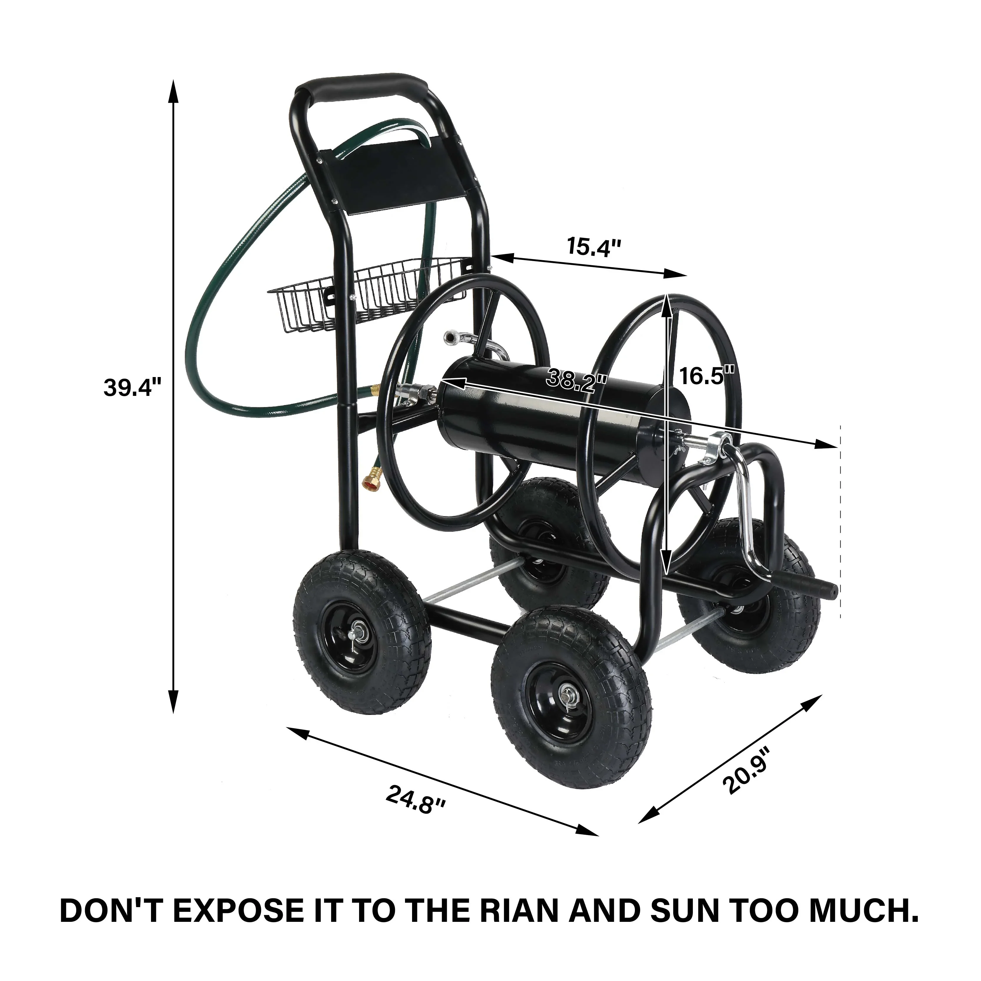 Ktaxon Garden hose cart Iron Four-Wheel Pipe Truck Dark Green