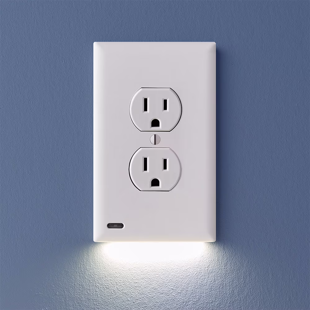 6 Pack GuideLight 2 [For Duplex Outlets] Replaces Plug-In Night Light Electrical Receptacle Wall Plate With LED Night Lights Auto On/Off Sensor (Duplex, White)(6/Duplex/White)