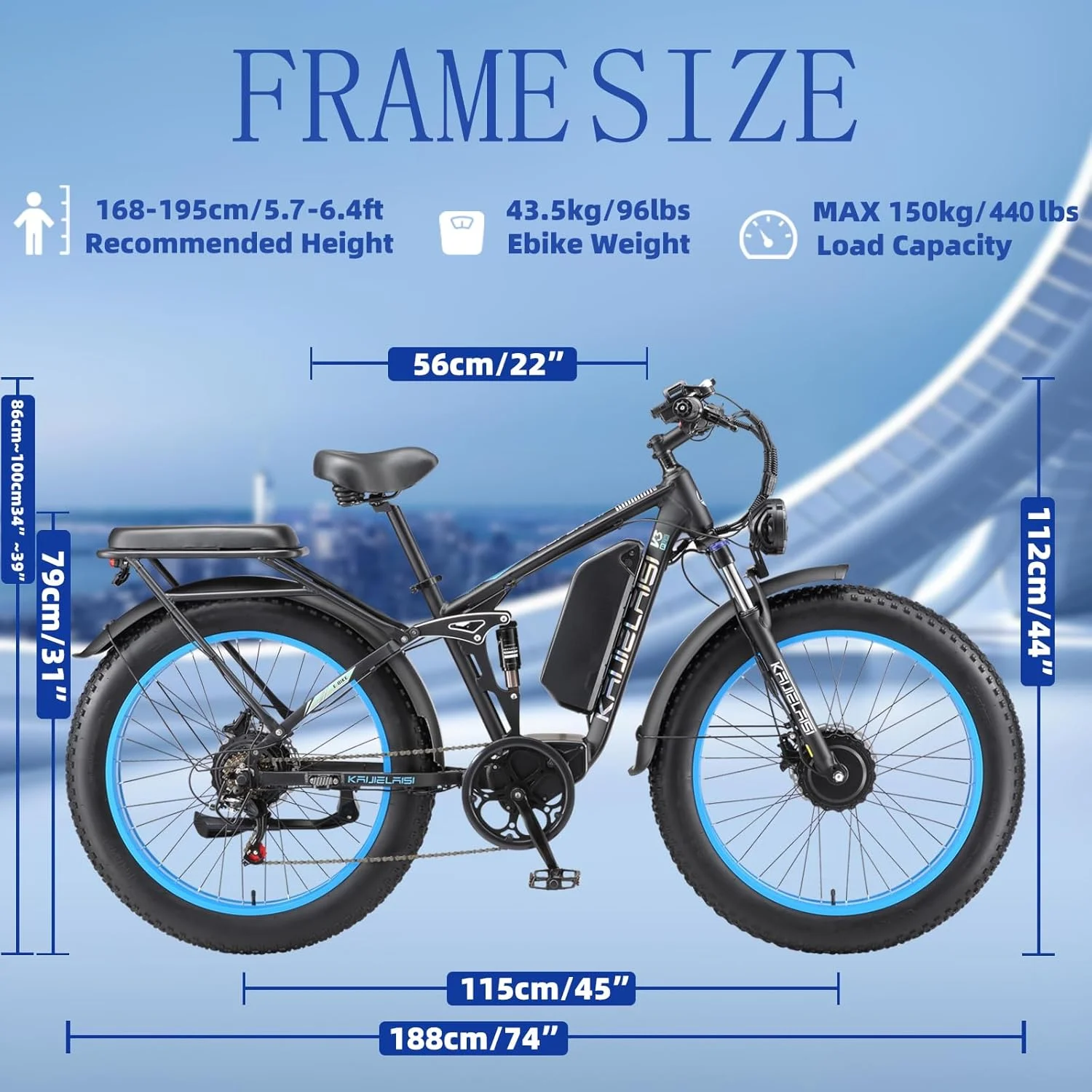 KAIJIELAISI Electric Bike for Adults, AWD Ebikes Dual Motor Peak 6000W, 26'' Fat Tire Bikes with 52V 26AH Battery Hydraulic Brake ??electric Bicycle, 7 Speed Mountain Ebike UL 2849