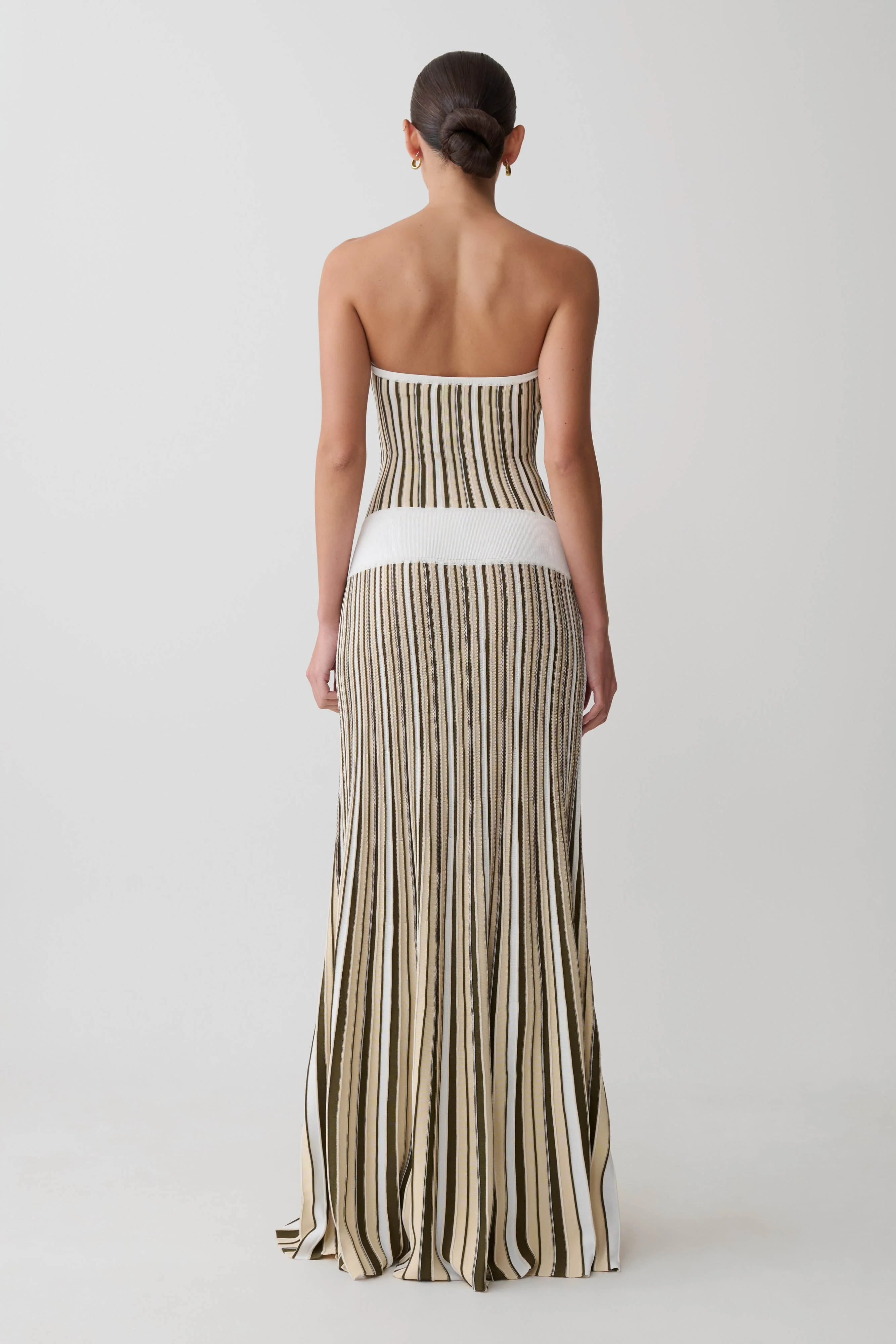 Joyce Stripe Maxi Knit Dress - Khaki/Ivory