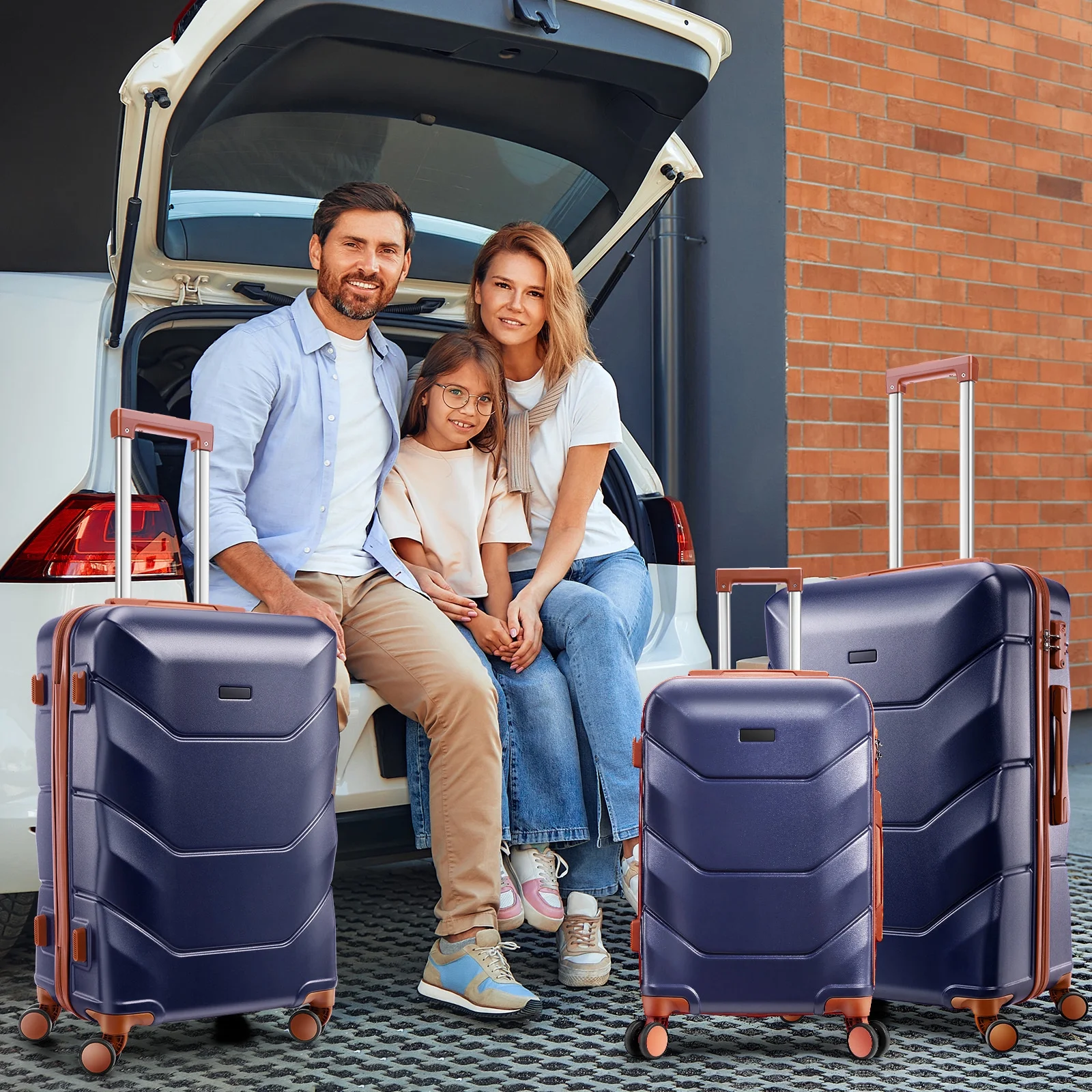 3 Piece Luggage Sets with Wheels, Hardshell 3 Pc Suitcases with TSA Lock Hardside Lightweight 3-Piece Hardshell Luggage Sets for Travel 20in 24in 28in, Blue - Image 9