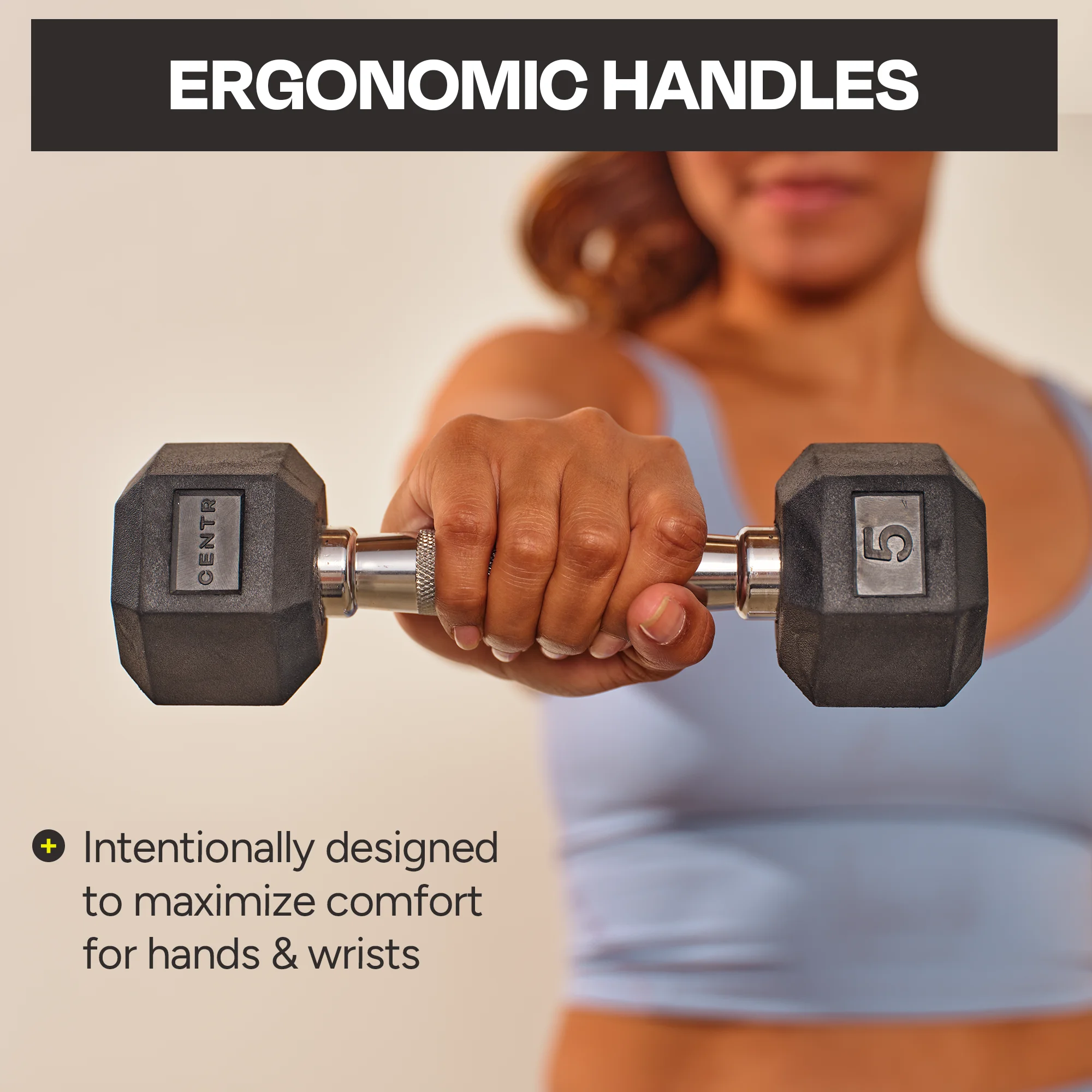 150 lb Rubber Hex Dumbbell Set with Rack, 5-25 lb Weights, Black - Image 4