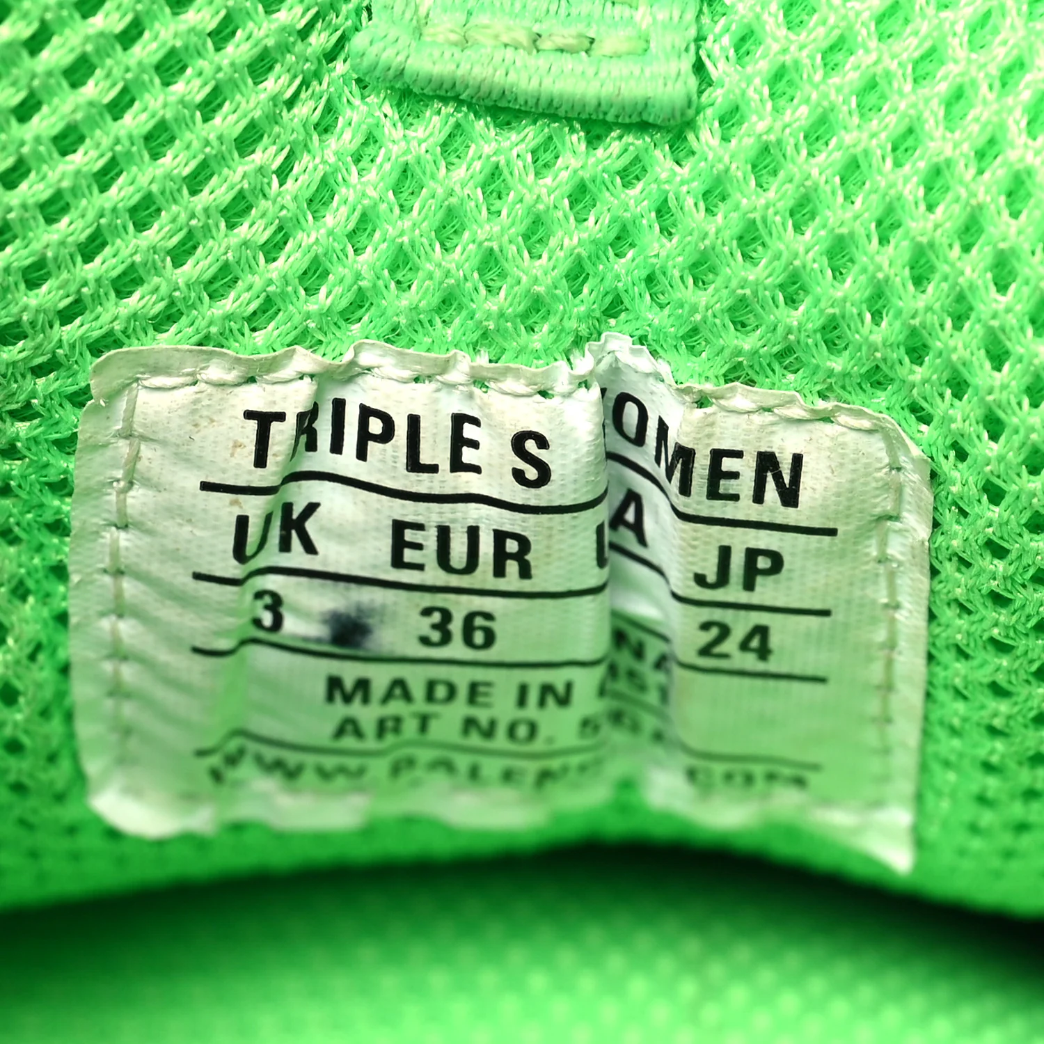 Fabric Mesh Clear Sole Womens Triple S Sneakers 36 Fluo Green