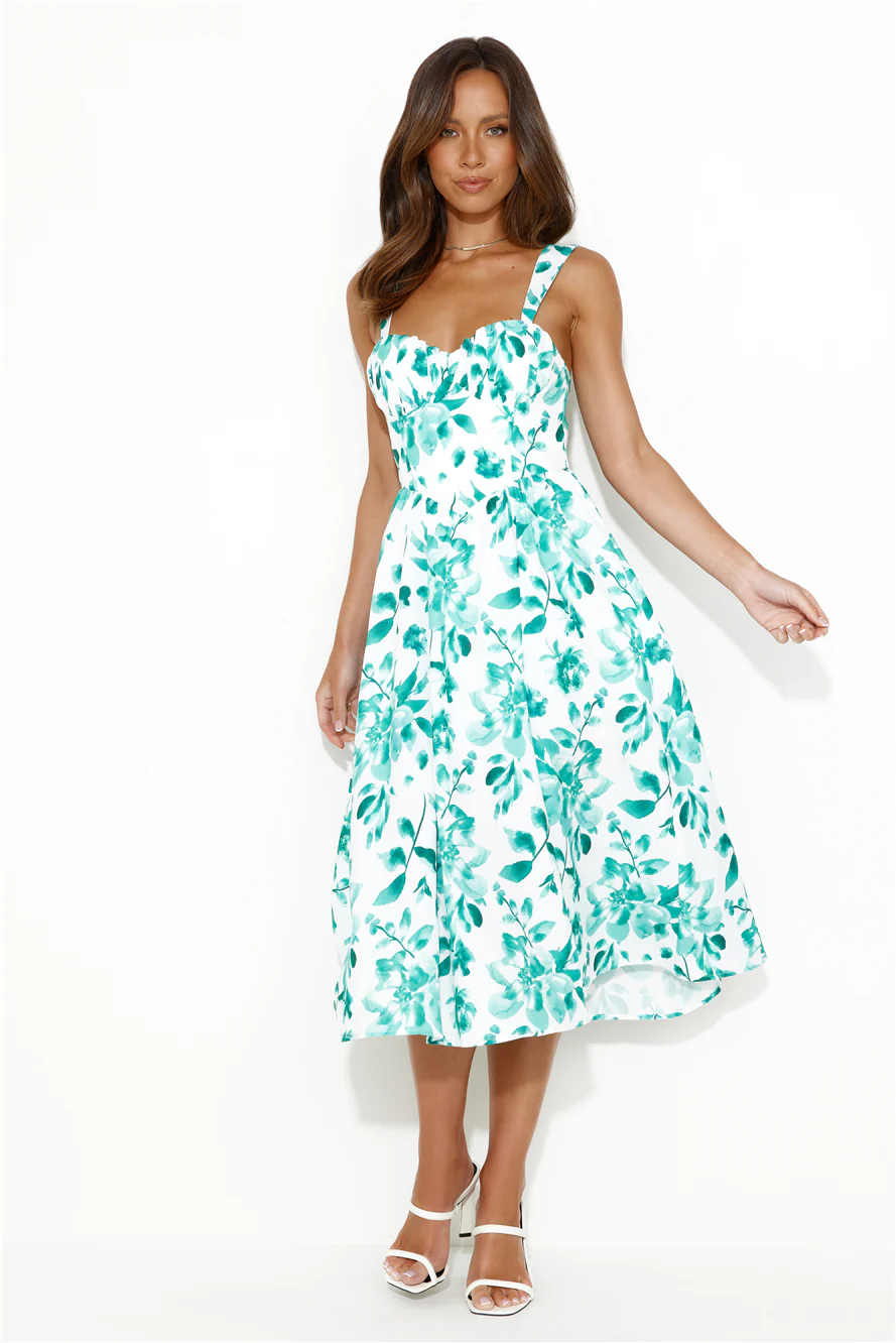 Retro Spin Midi Dress Green