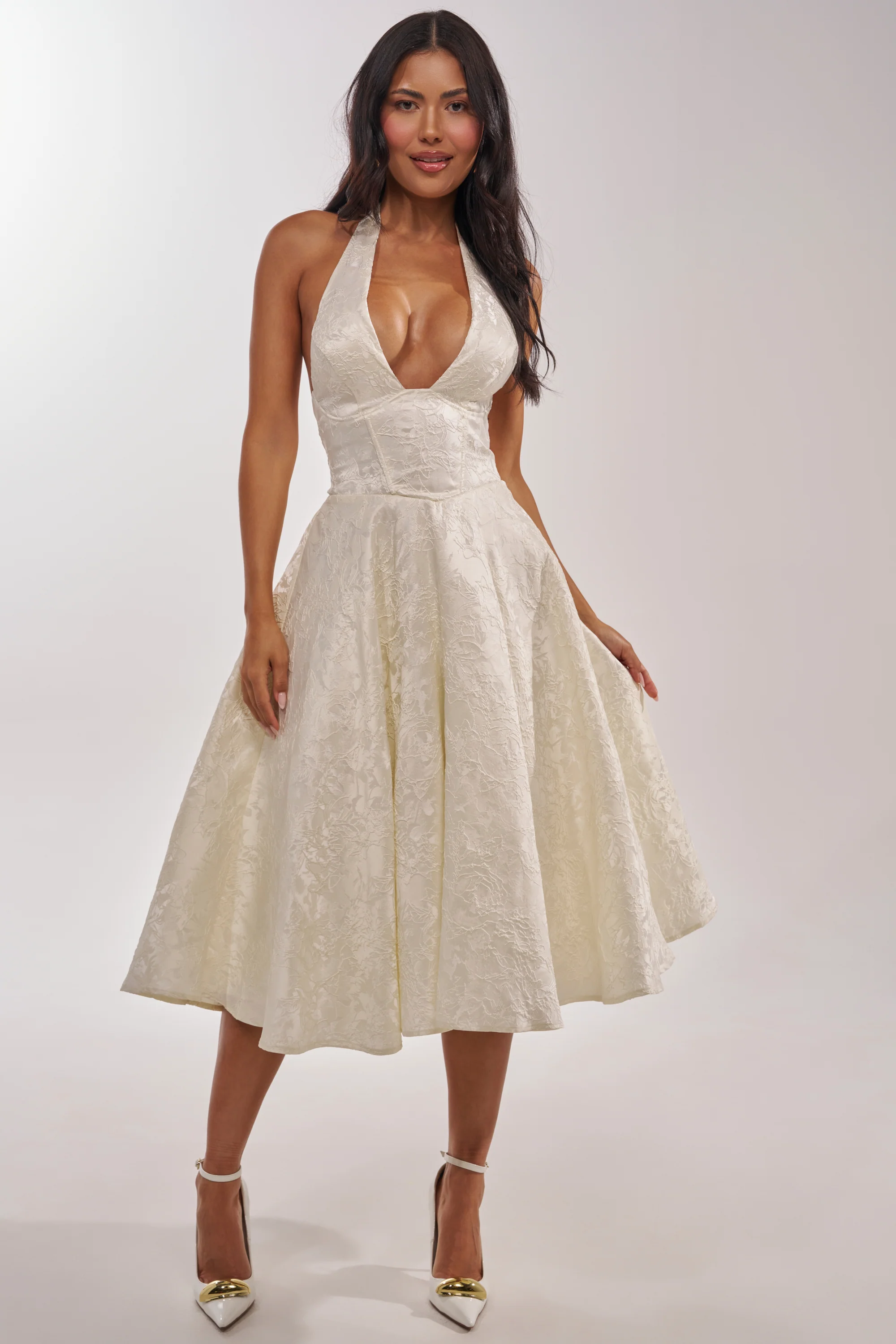 SWEET CAROLINE HALTER MIDI DRESS - Akira Store