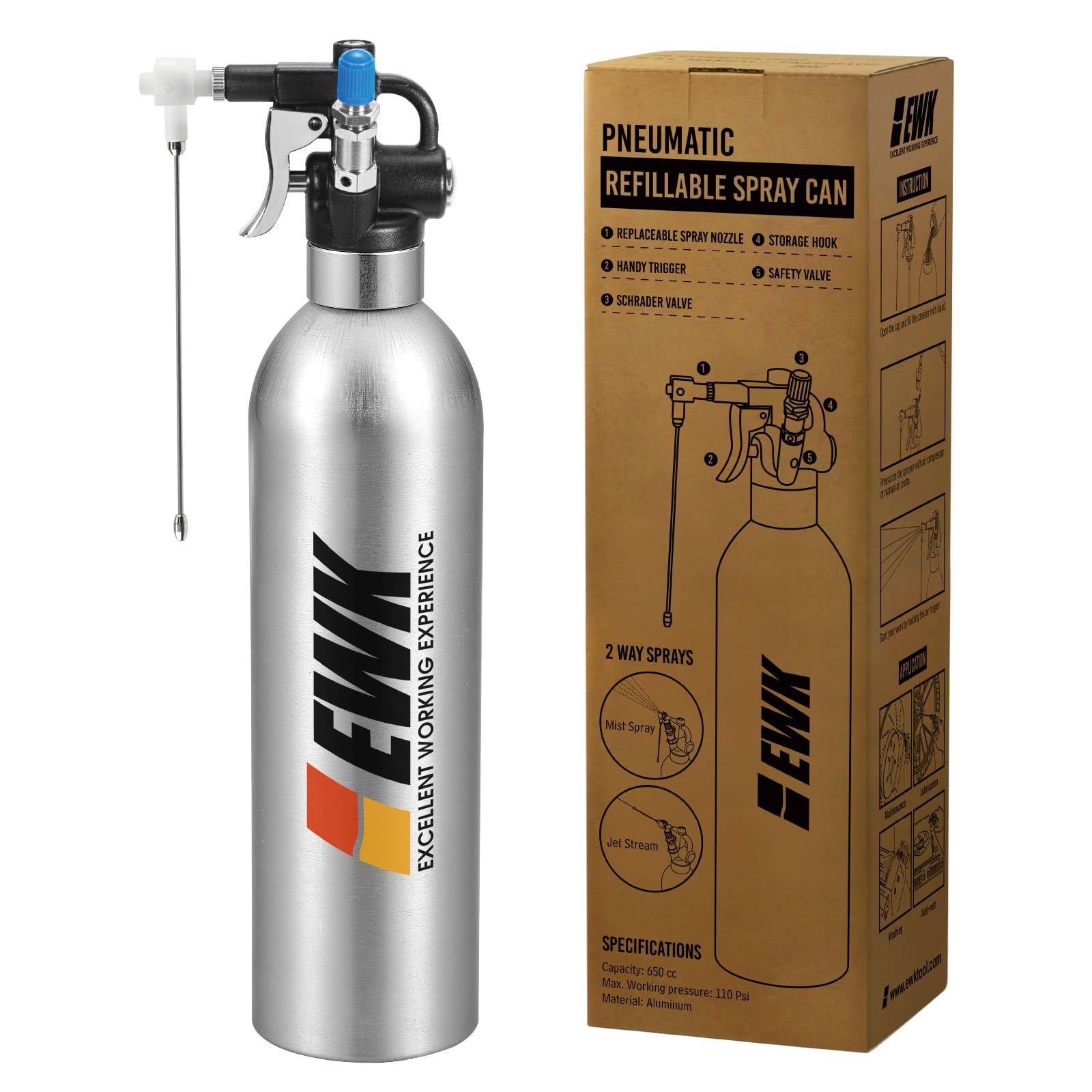 EWK Aluminum Pneumatic Refillable Pressure Sprayer Compressed Aerosol Spray Can