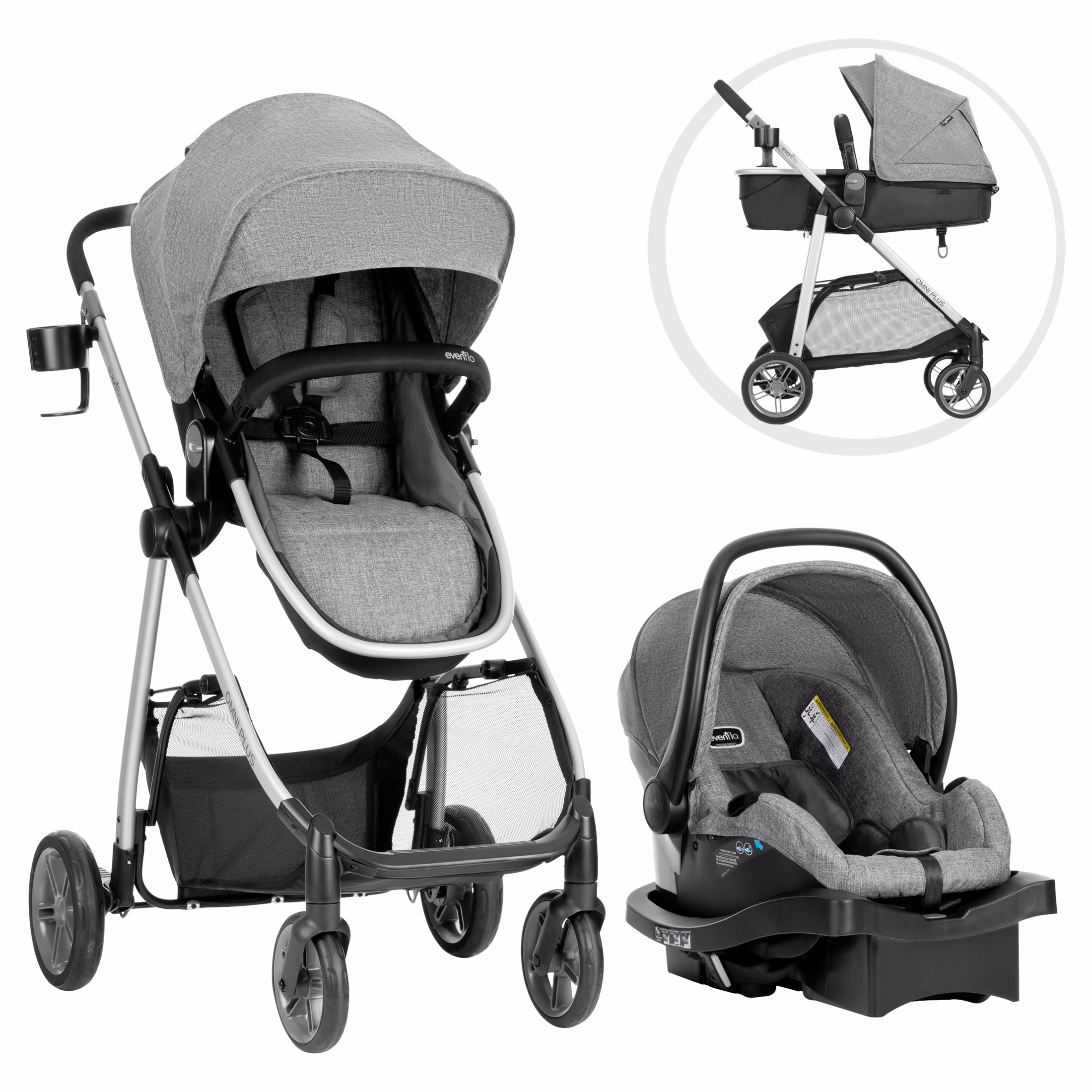 Omni Plus Modular Travel System with LiteMax Sport Infant Car Seat, Mylar Gray, Unisex(Mylar Gray)
