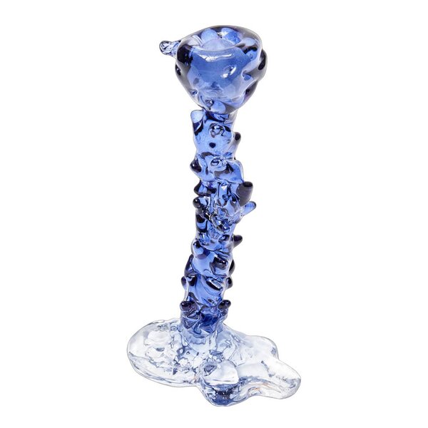 Drip lysestake i glass L 25 cm mørk blå