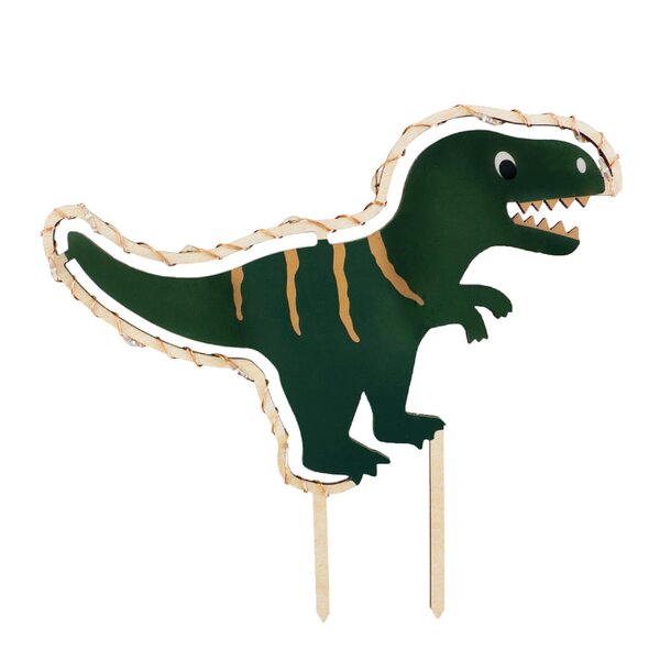 LED kaketopp dinosaur grønn/tre