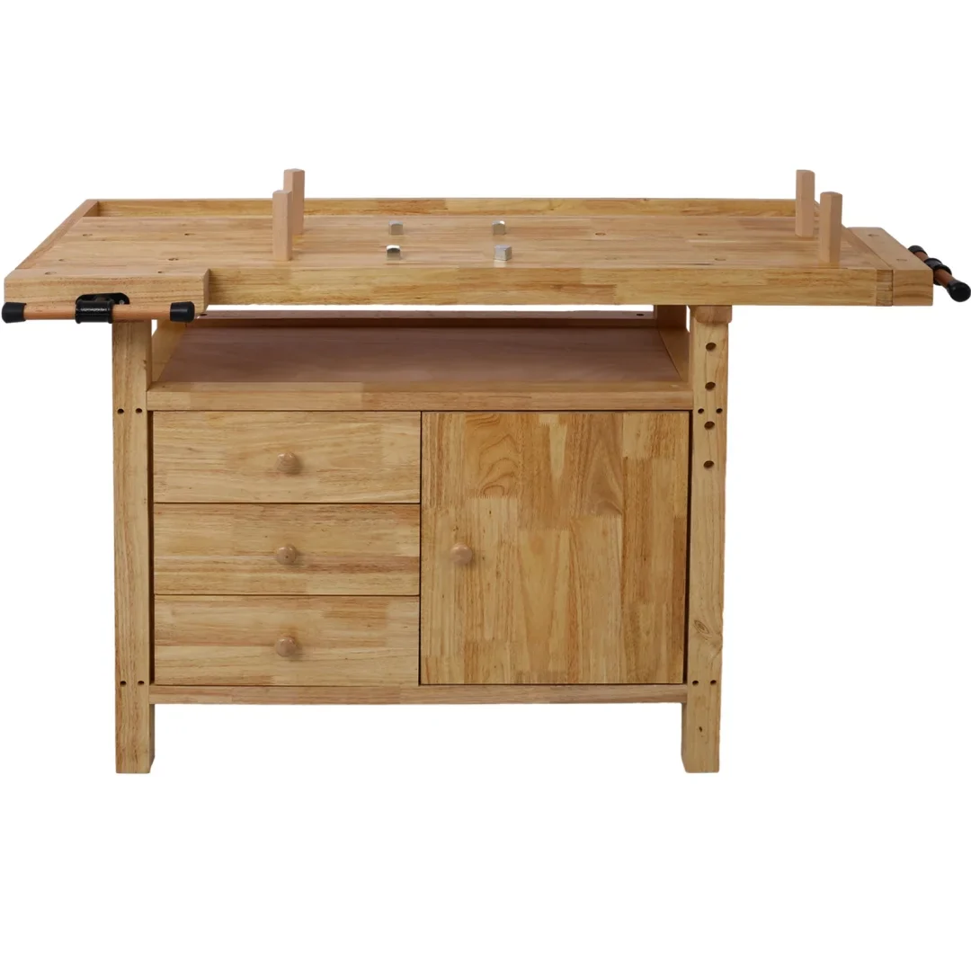 Workbench, Work Bench, Versatile and Functional Wooden Workstation, Work Table for Garage Workshop and Home, 55L*24.5W*33H, Natural