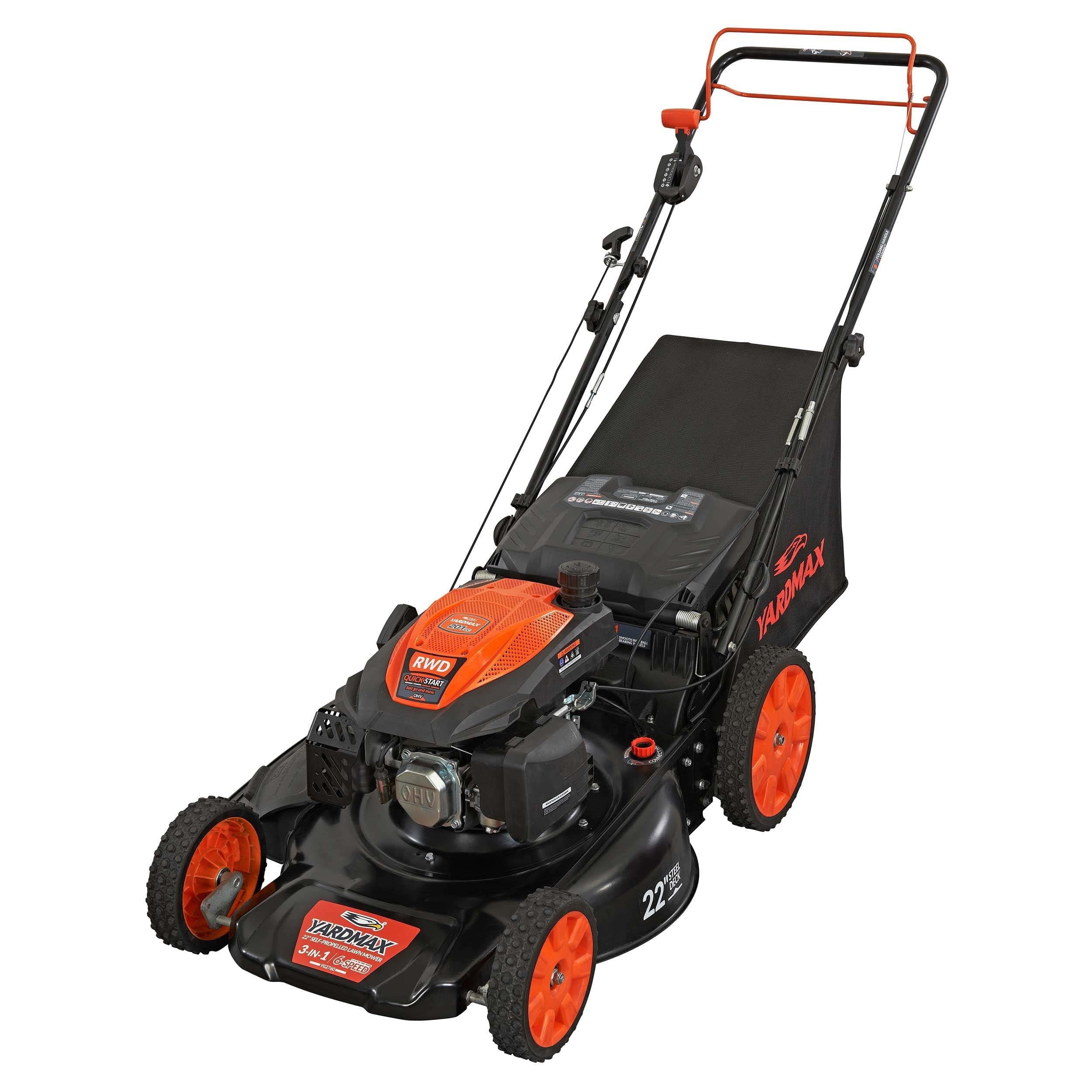 22 in. 201cc SELECT PACE 6 Speed CVT High Wheel RWD 3-in-1 Gas Walk Behind Self Propelled Lawn Mower - Image 3