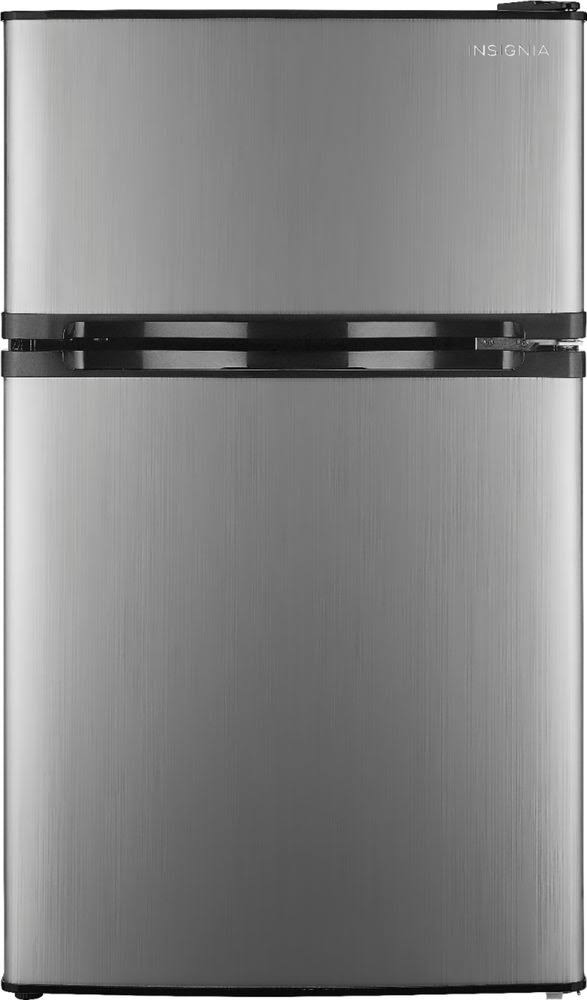 Insignia - 3.0 Cu. ft. Mini Fridge with Top Freezer - Stainless Steel