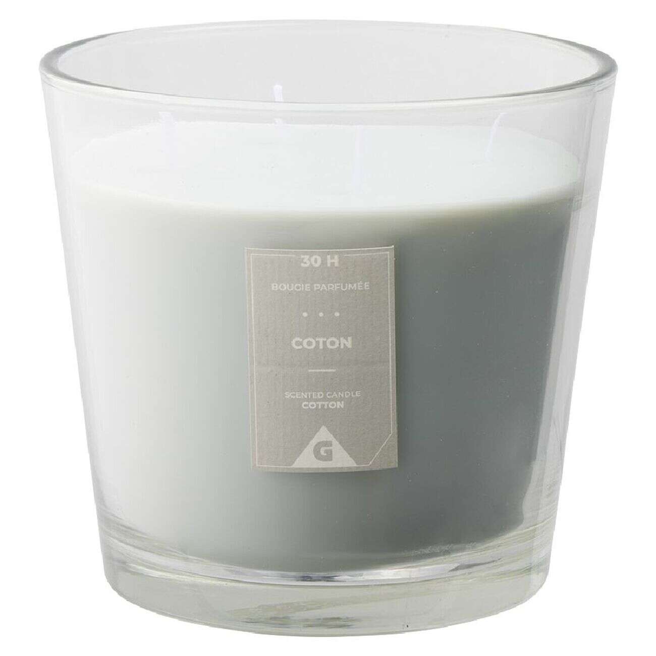 Bougie parfumée dans verre senteur coton Ø13,5xH12,5cm 30H