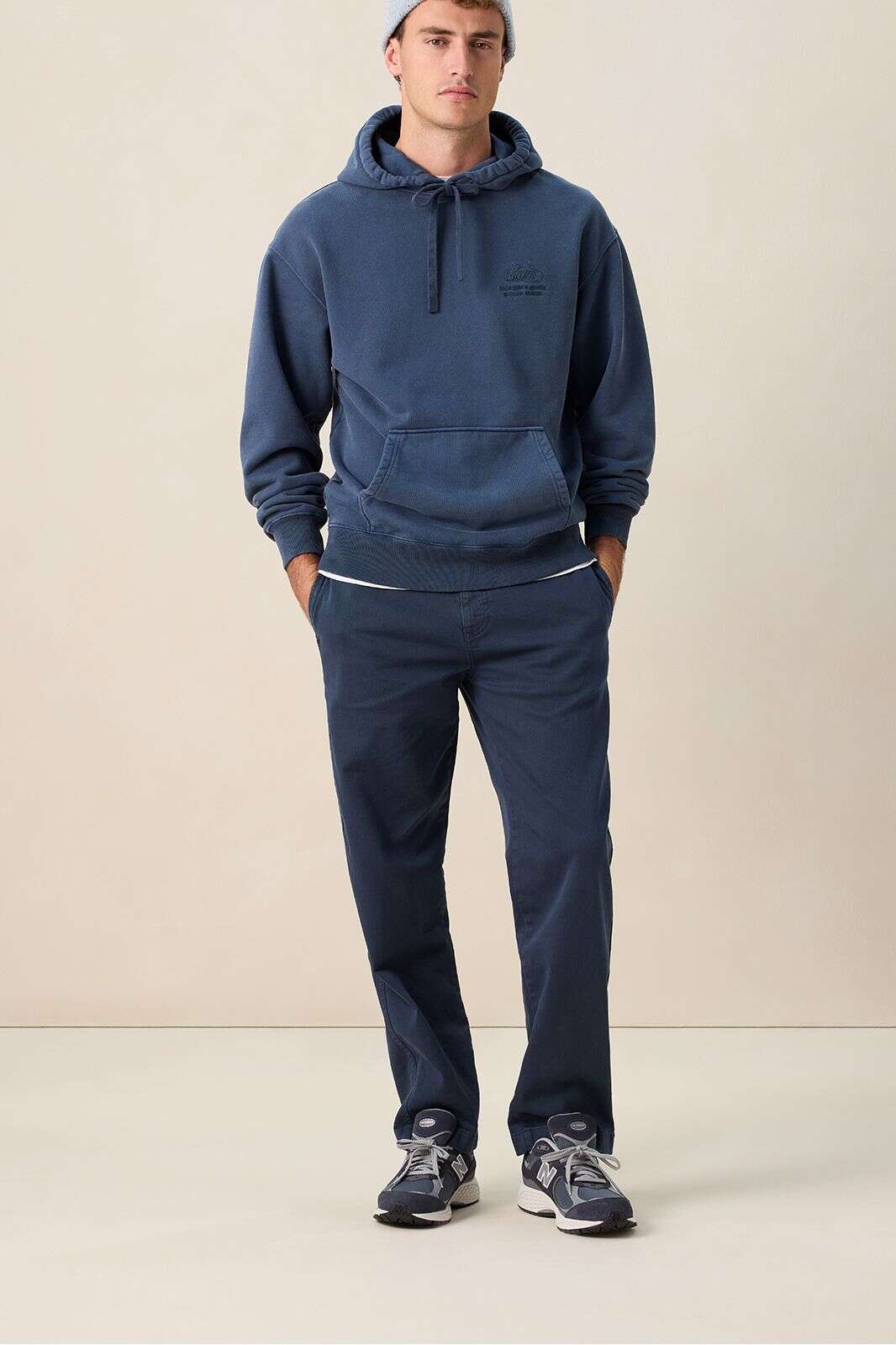 Donkerblauwe mid-rise chino