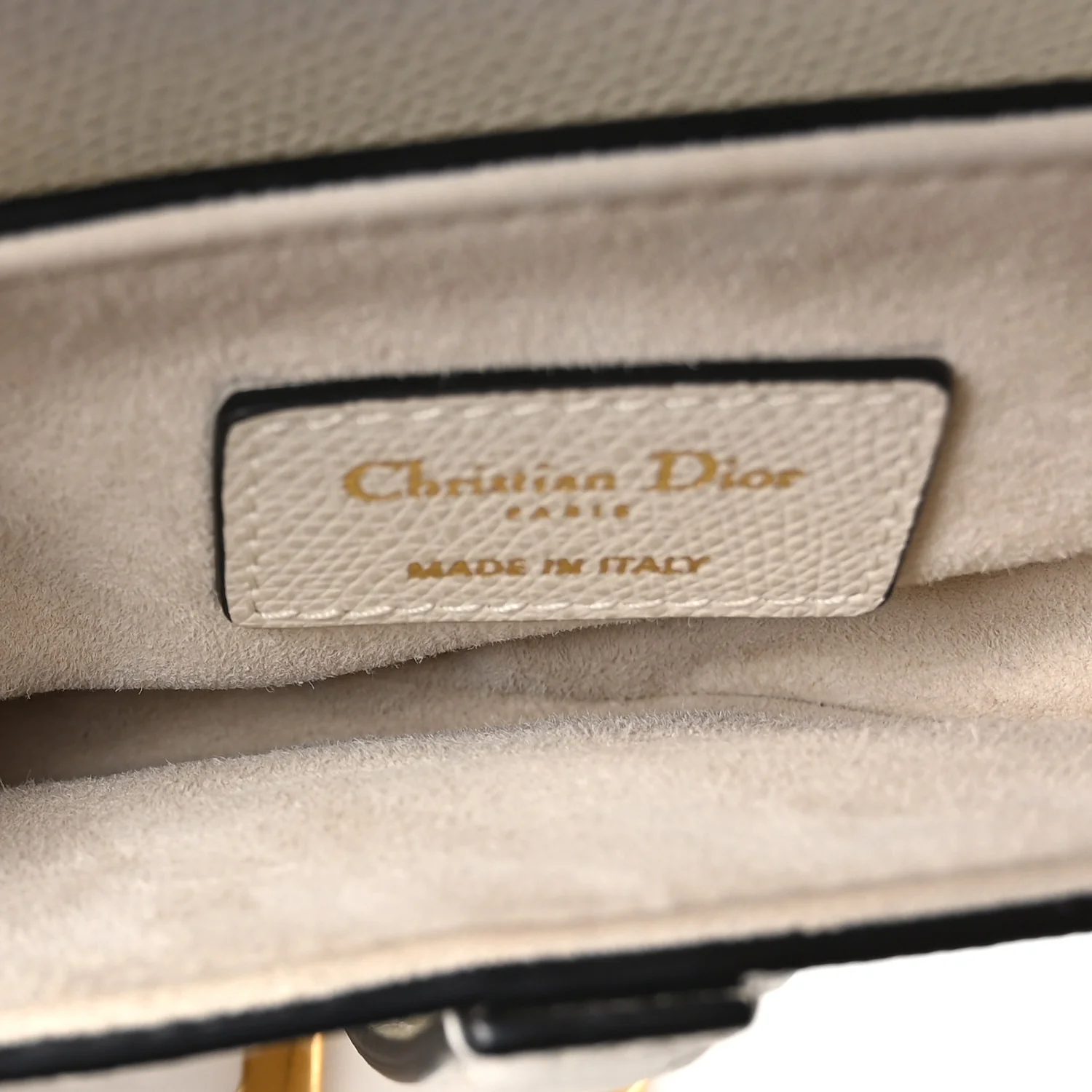 Grained Calfskin Mini Saddle Bag White