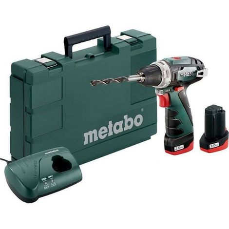 Metabo – Perceuse-visseuse sans fil 10.8V 2x2Ah – 600080500 – Moteur Brushless – Couple 34Nm pour perçage bois et métal – Coffret avec chargeur LC 40 — vue 1