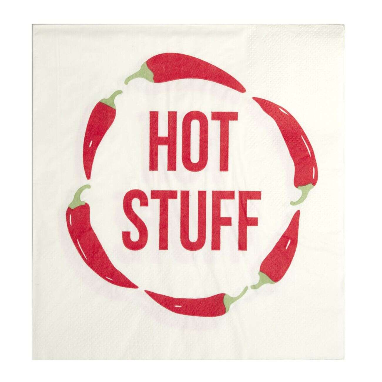 Serviette papier x20 motif piment Hot Stuff blanc et rouge 33x33cm