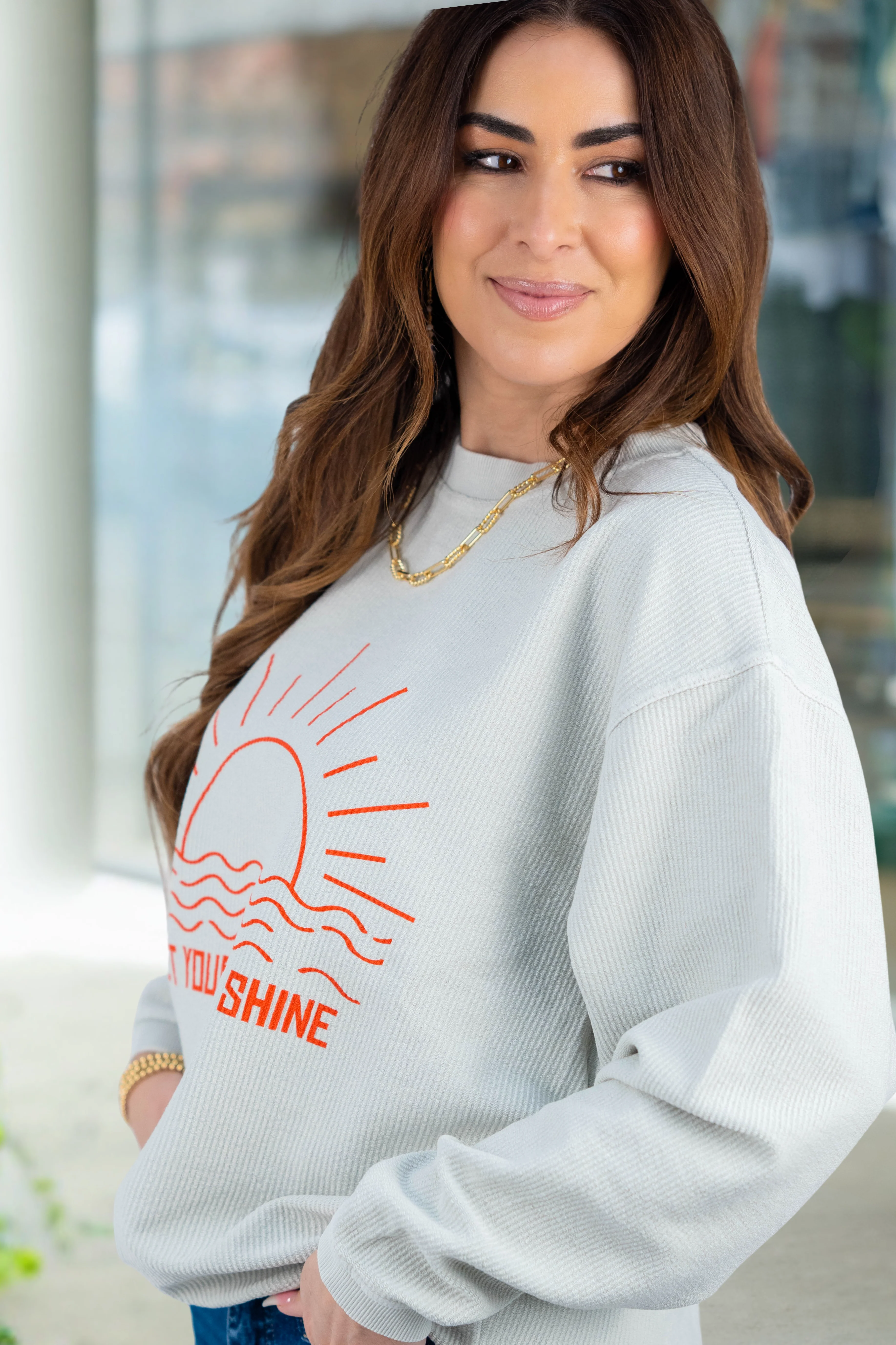 Let Your Light Shine Ribbed Crewneck