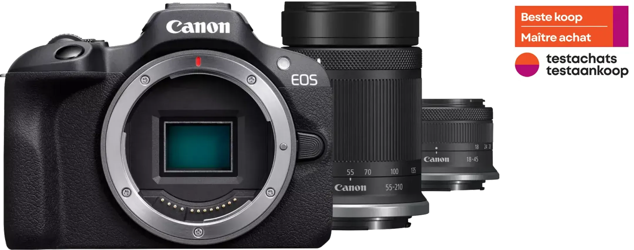 Canon EOS R100 + RF-S 18-45 mm IS STM + RF-S 55-210 mm IS STM