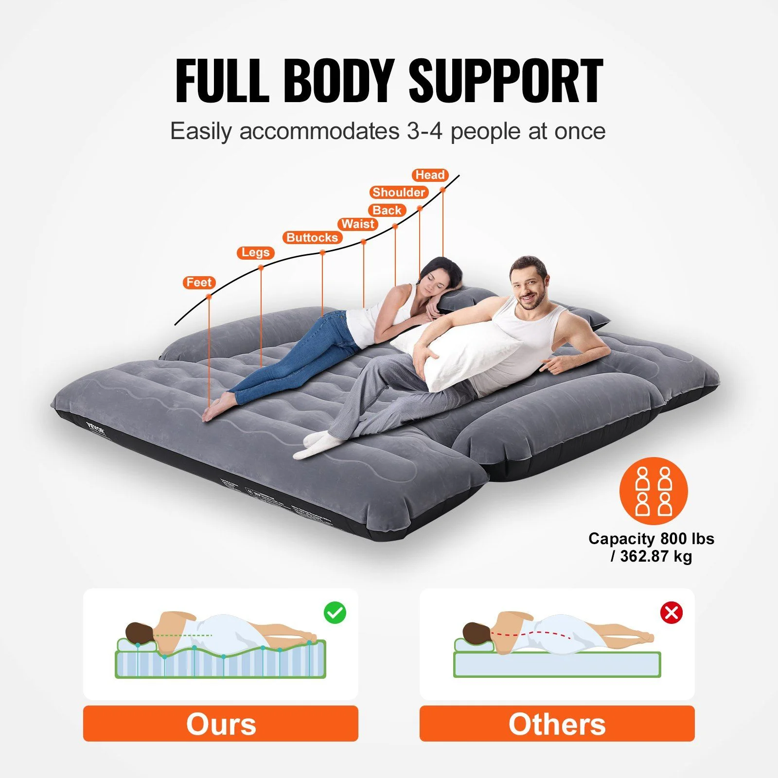 Truck Bed Air Mattress for 6-6.5 ft Beds, Inflatable Camping Mattress w/ 12V Pump, 2 Pillows Bag, Fits Ford F150/250/350, Chevy Silverado, Dodge Ram - Image 5