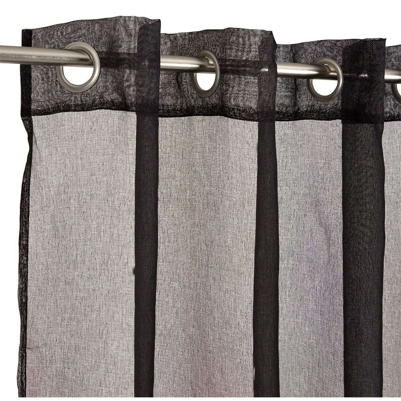 Voilage à oeillets noir uni 100% polyester 140x240cm