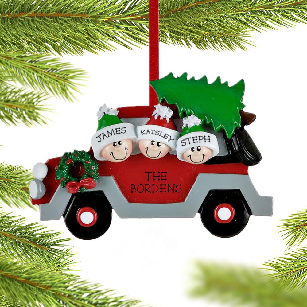 Car Family Personalized Ornament - 2, 3, 4, 5 Family Members