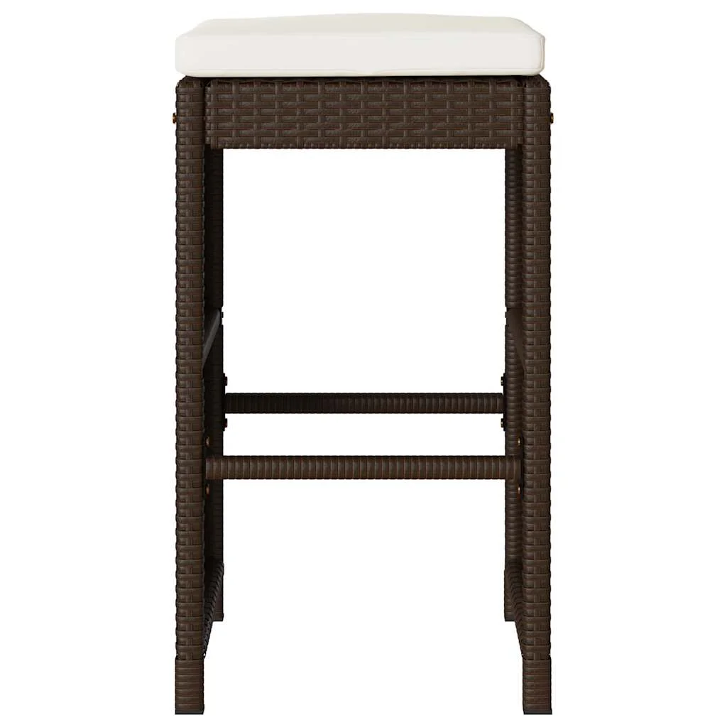 vidaXL Patio Bar Stools with Cushions Pub Chair Seating Poly Rattan garden