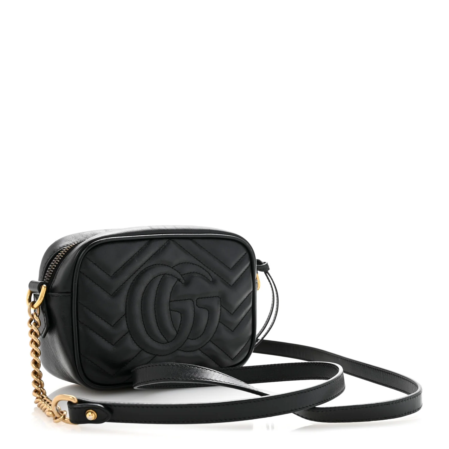 Calfskin Matelasse Mini GG Marmont Chain Shoulder Bag Black