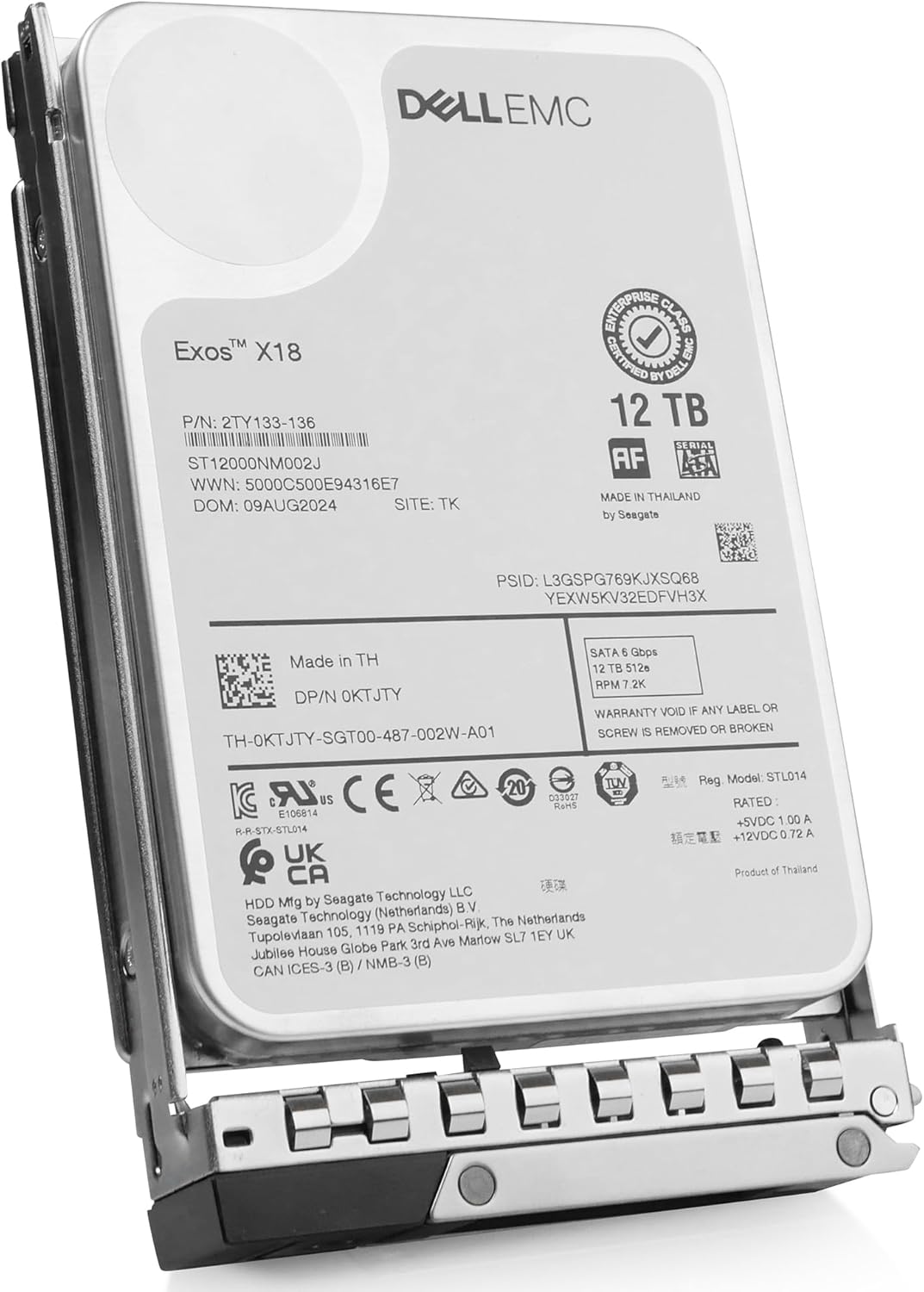 Dell G14 G15 G16 0KTJTY 12TB 7.2K RPM SATA 6Gb/s 512e 3.5in Enterprise Hard Drive Compatible with but not Limited to: R540 R740 T550 R660 T150 T560 MD3400 C6620 MX5016s