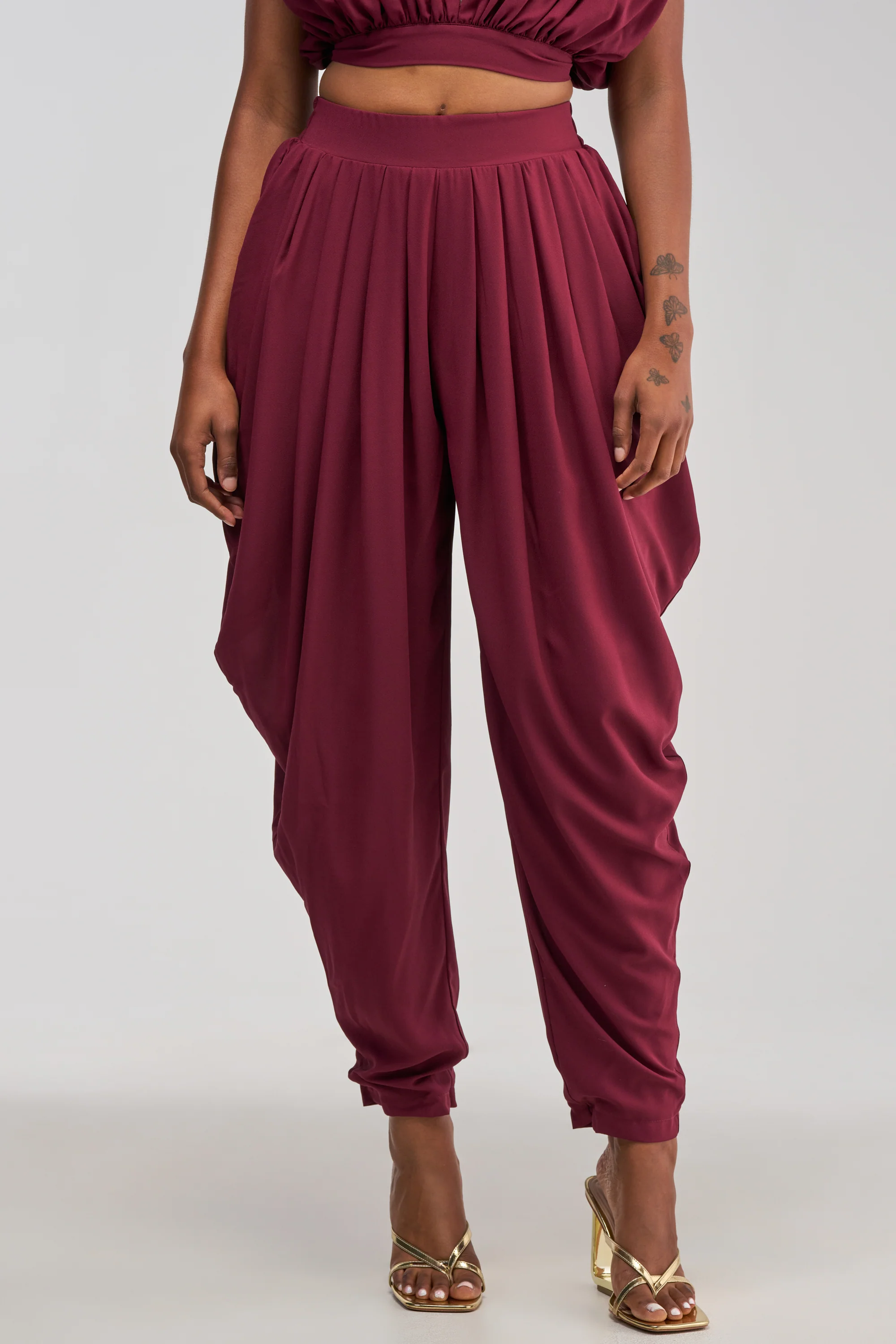 READY TO DANCE SLINKY PANT IN BURGUNDY - Akira Store