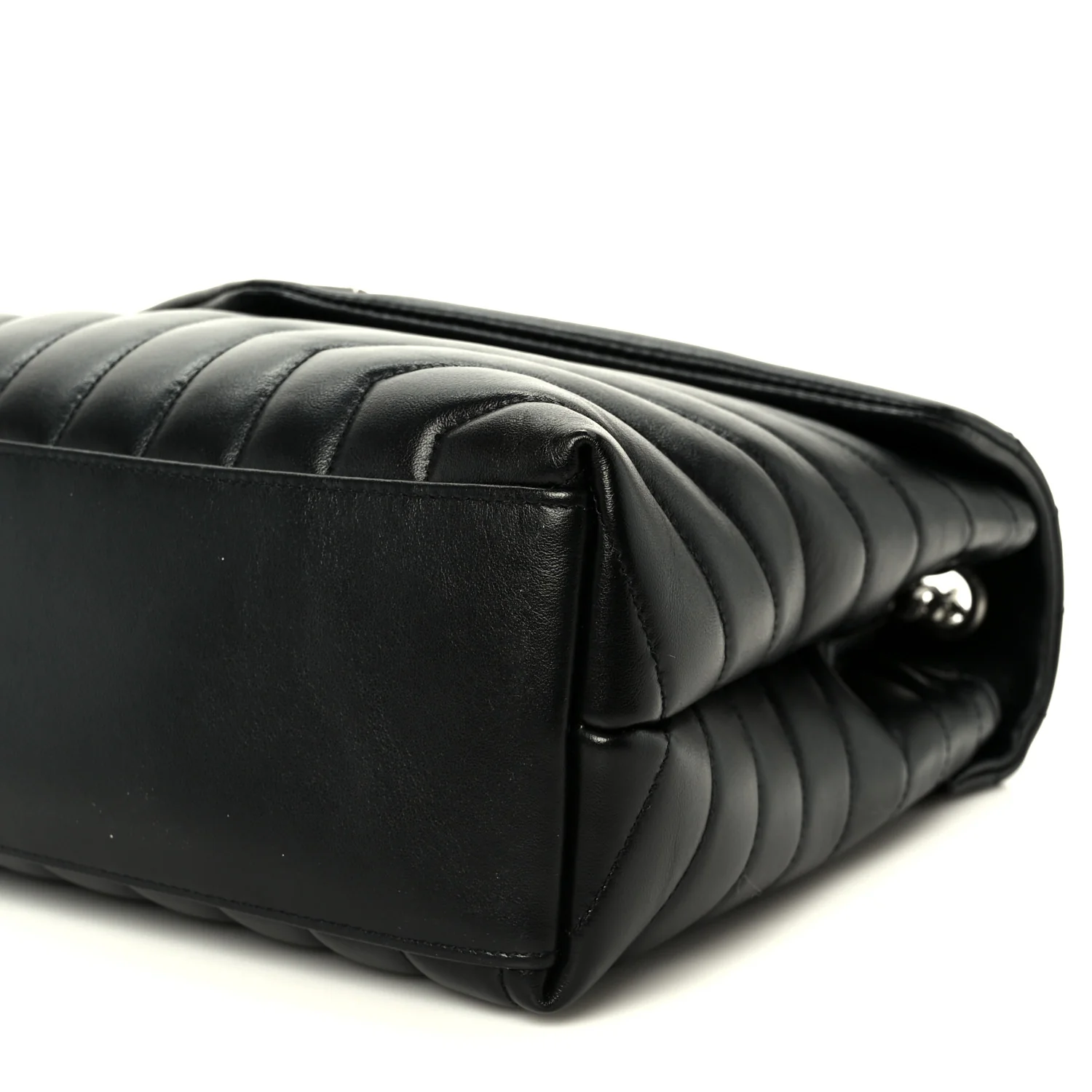 Calfskin Y Quilted Monogram Medium Loulou Chain Satchel Black