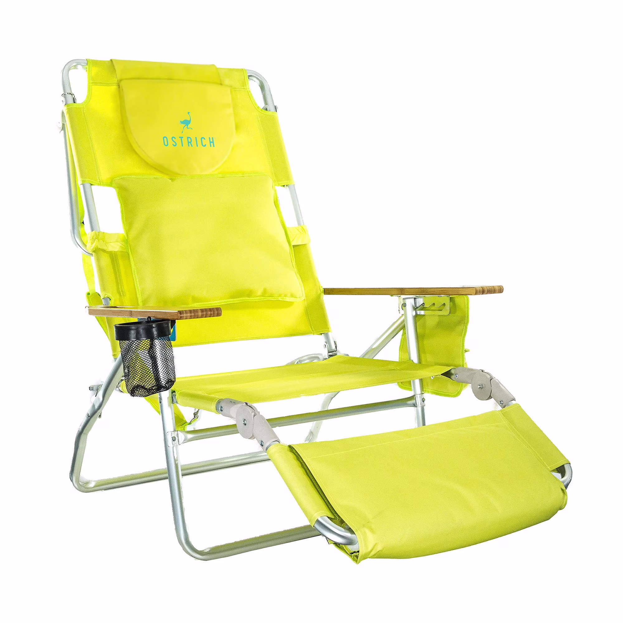 Deluxe 3N1 Lightweight Outdoor Beach Lounge Chair w/Footrest, Pink(Pink) - Image 9