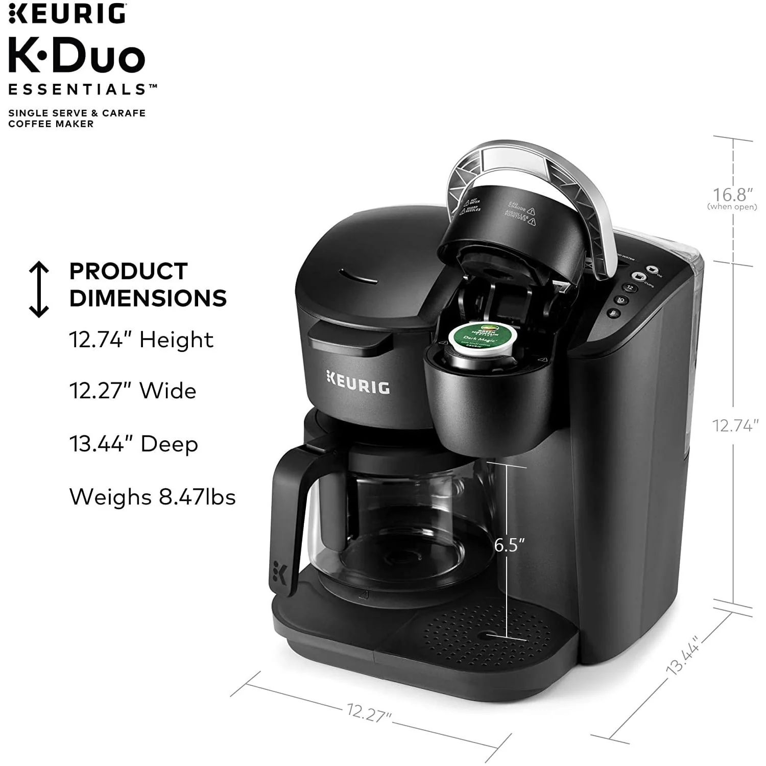Keurig K - Duo Essentials Black Single - Serve K - Cup Pod Coffee Maker, Black