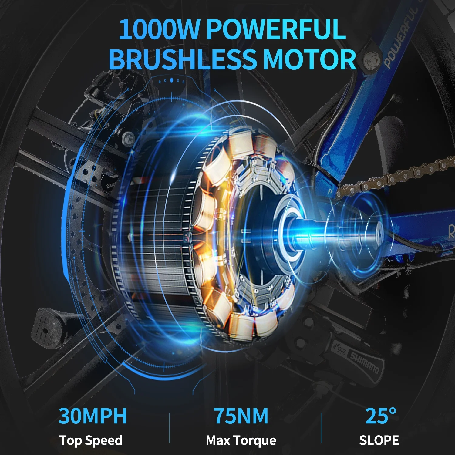 1500W Electric Bike for Adults,31MPH 48V 15.6AH Mountain Bike, 20"Fat Tire 7 Speed Electric Bicycle UL2849(20''1500W-48V-15.6AH-30MPH) - Image 10
