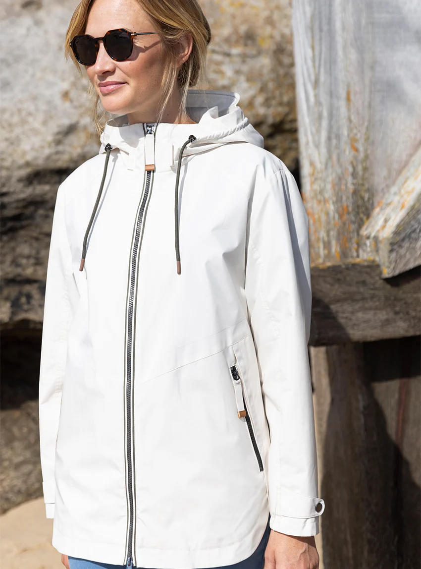 Parka femme avec capuche blanc cassé