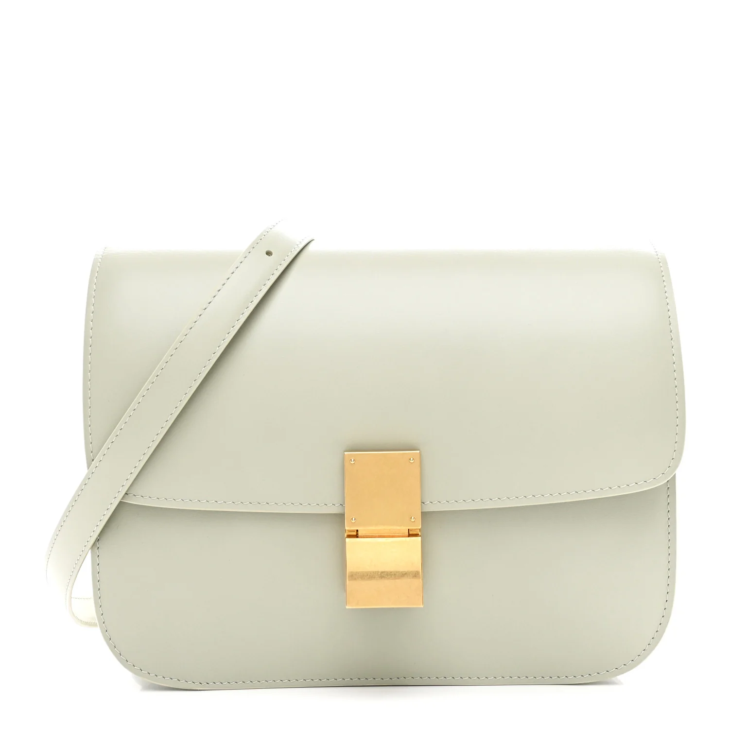 Box Calfskin Medium Classic Box Flap Bag Vert D'eau