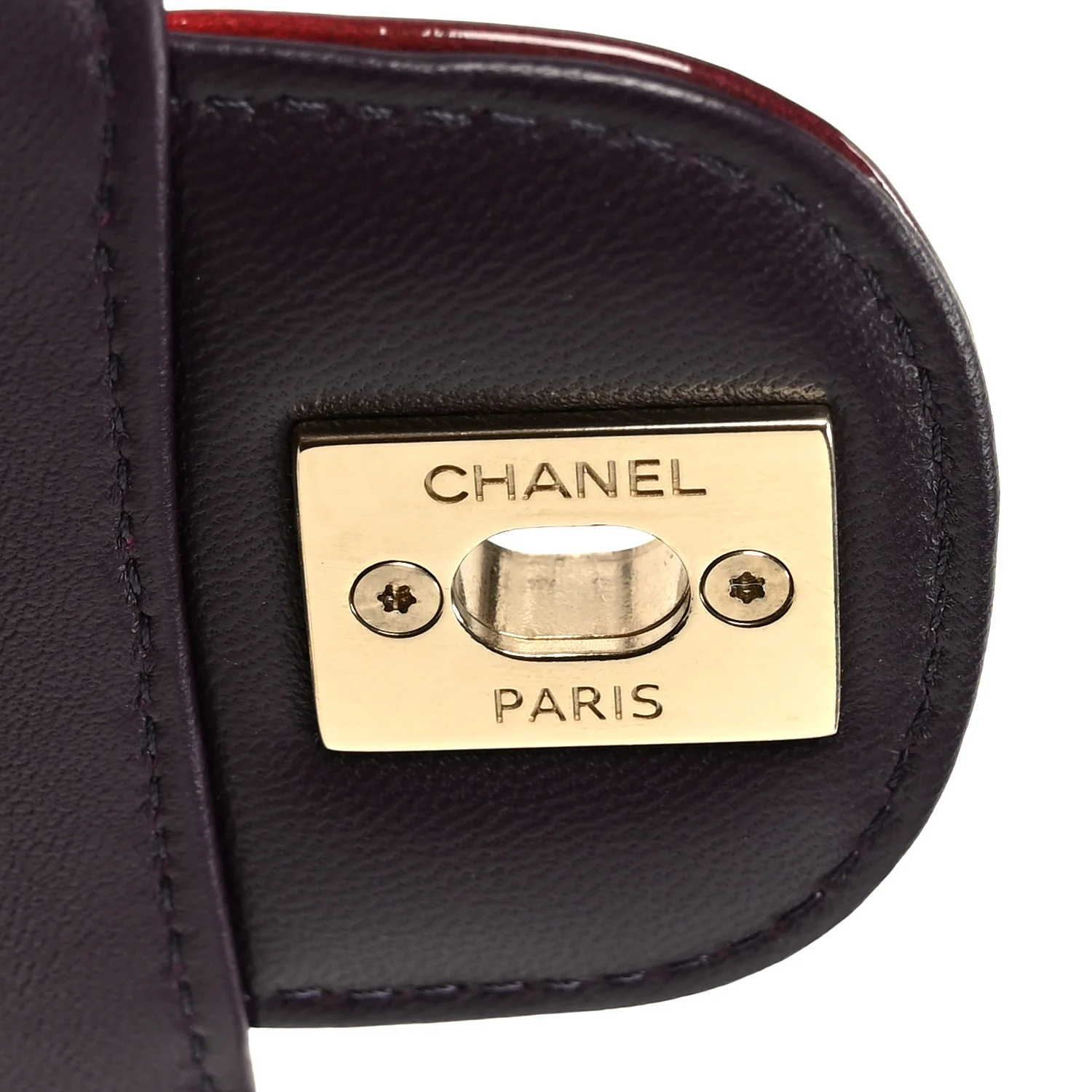 Shaded Patent Calfskin Quilted Mini Rectangular Flap Red Yellow Dark Purple