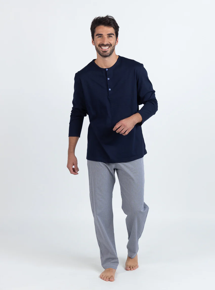 Pyjama homme en coton à carreaux verts