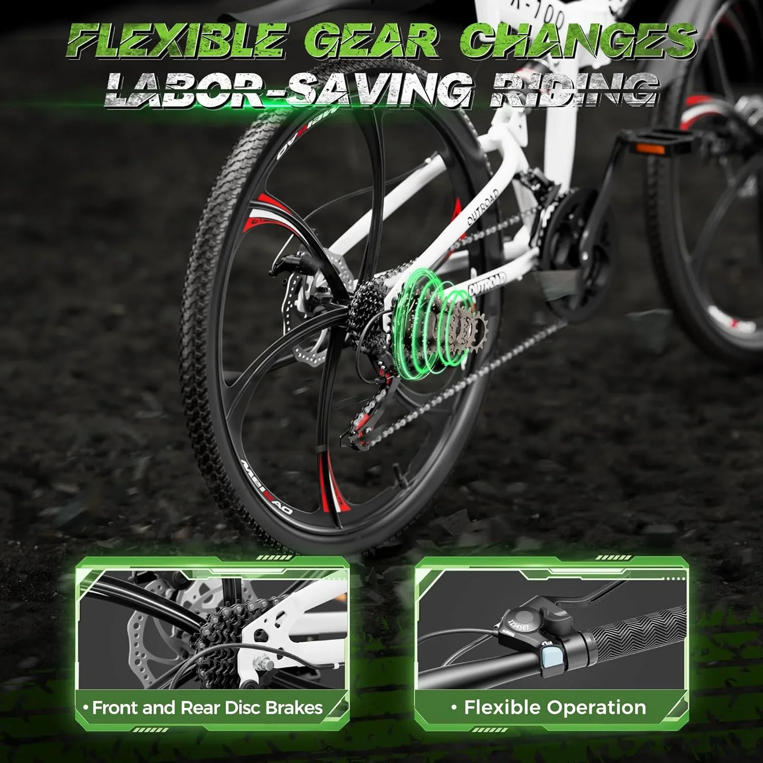 SUNCROWN 26 Inch Folding Mountain Bike, 21 Speed Full Suspension High-Carbon Steel MTB Foldable Bicycle, Dual Disc Brake Non-Slip Folding Bikes for Adults/Men/Women, Black