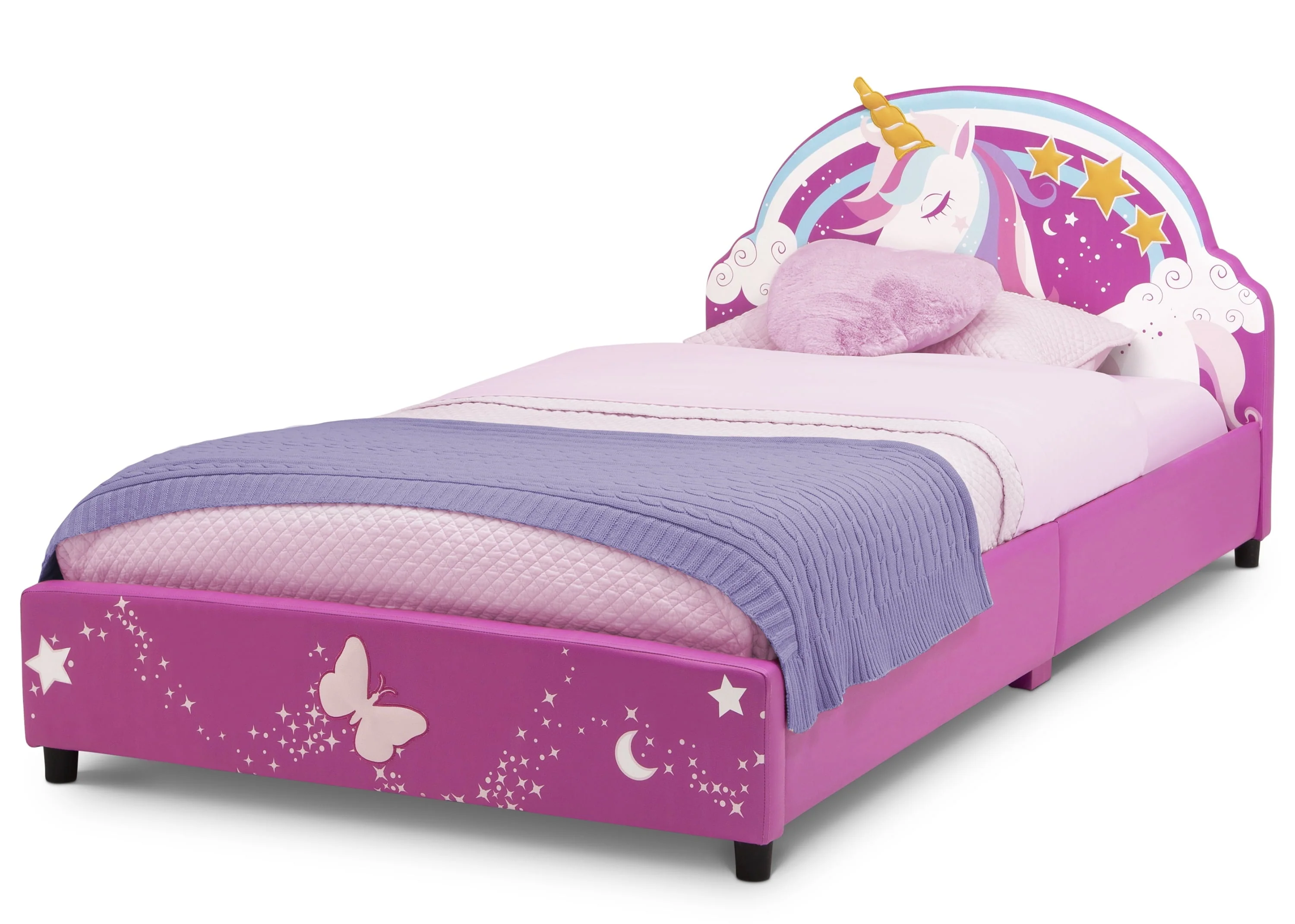 Delta Children Unicorn Upholstered Twin Bed, Pink(Unicorn)
