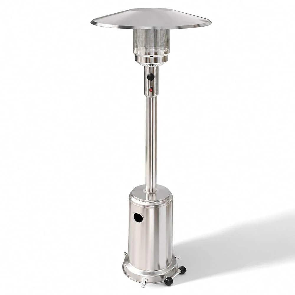 GasOne 50,000 BTU Outdoor Propane Patio Heater, Stainless Steel with Wheels