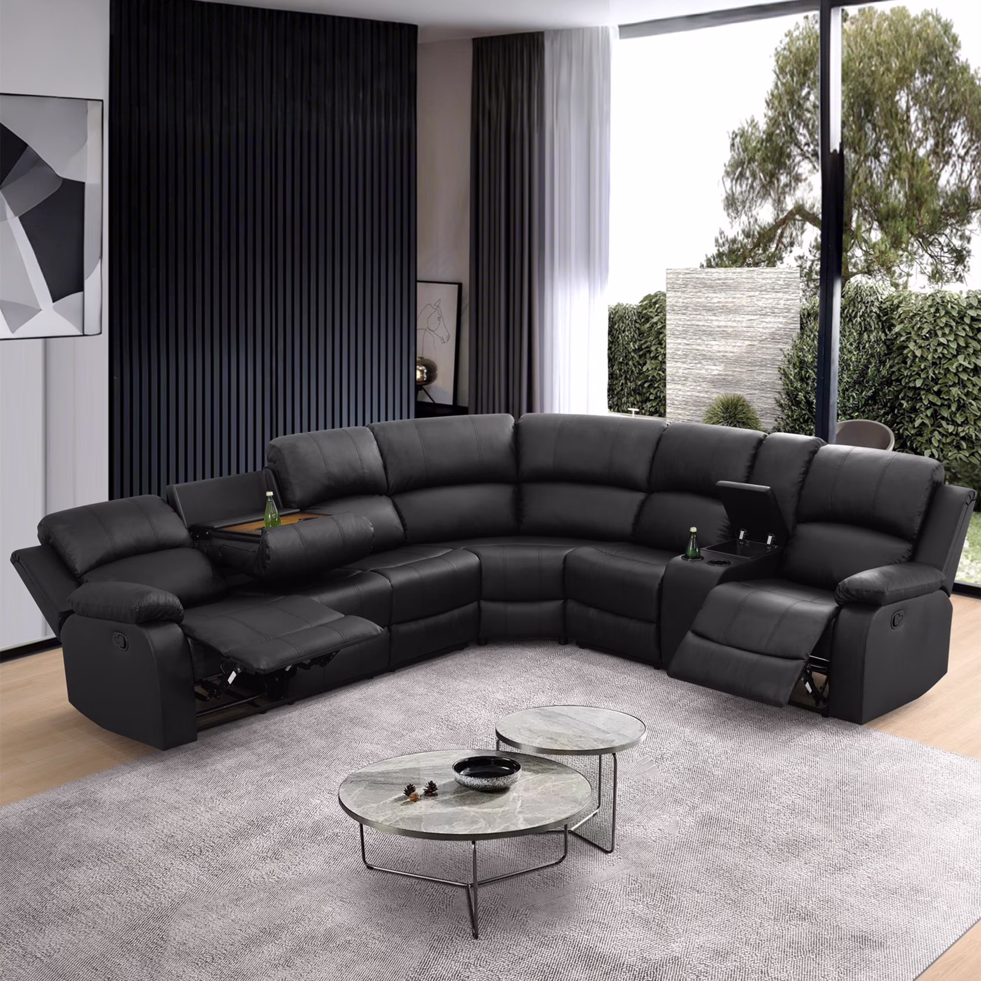 3-Piece Recliner Sofa Set, 6 Seat Sectional Couch with Cup HoldersStorage Console, Gray(Gray|Corduroy) - Image 3