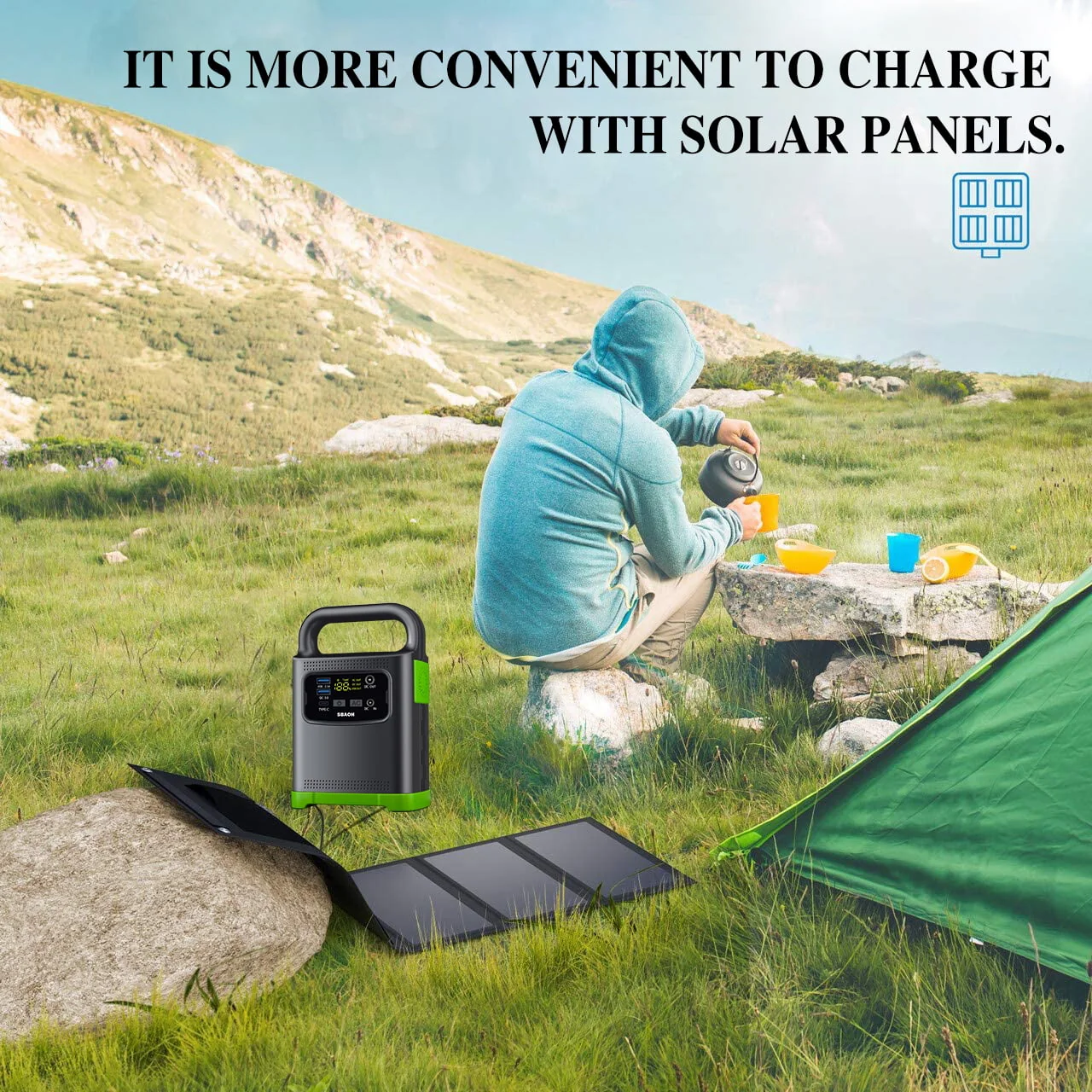 IFanze 120W Portable Power Station, 80Wh 20000mAh Outdoor Solar Generator Quick Charge 110V AC Outlets DC Ports for Home Backup, Outdoor RV Camping, Emergency Lithium Battery, Power Outages, Green Image 6