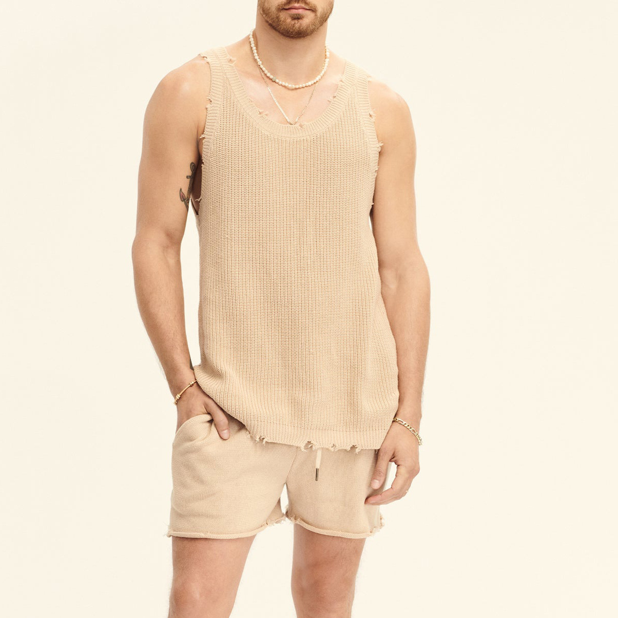 Ensemble short de sport sans manches en maille décontractée pour homme Suitmens 05